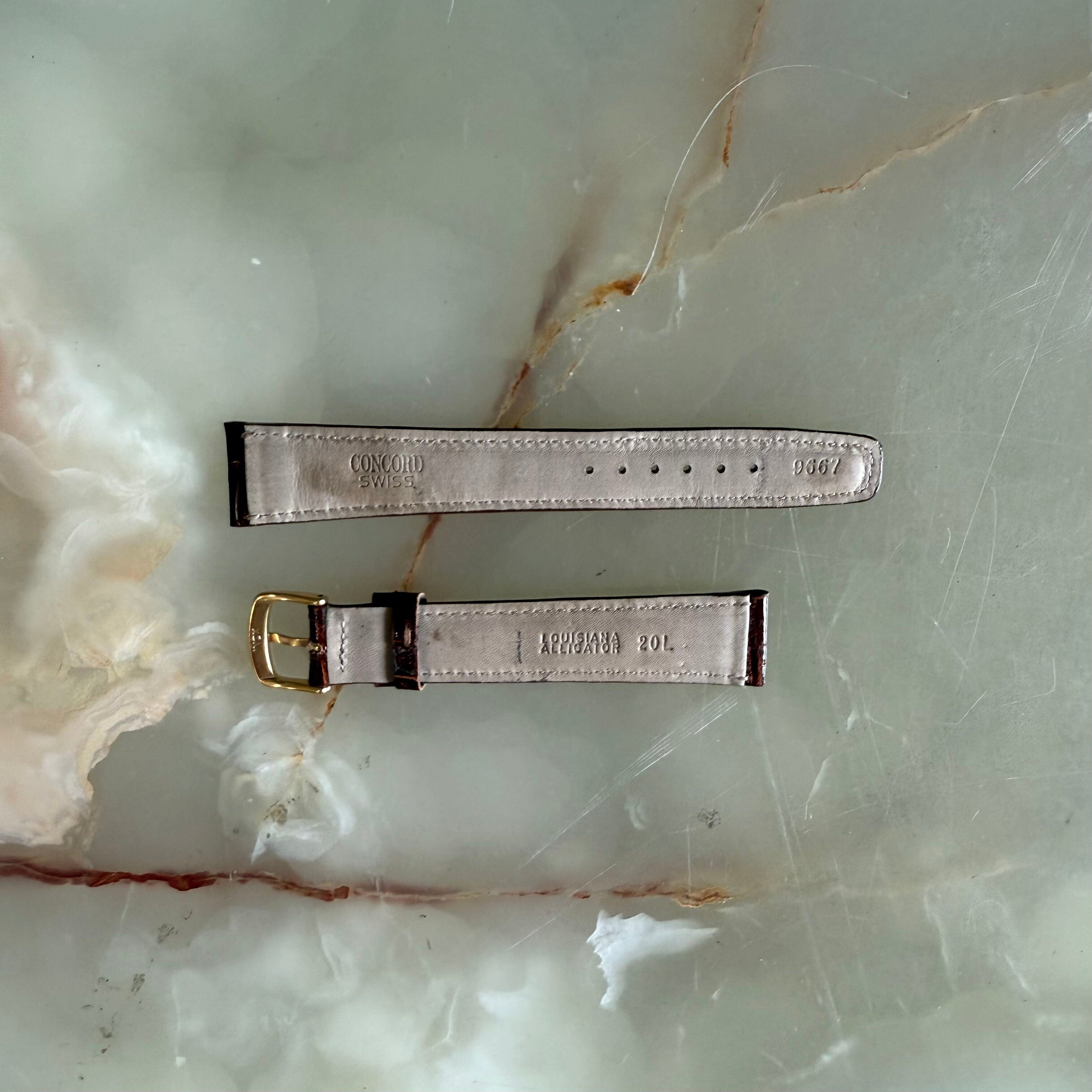 Authentic Concord Brown Crocodile Watch Strap Band 20mm 9667