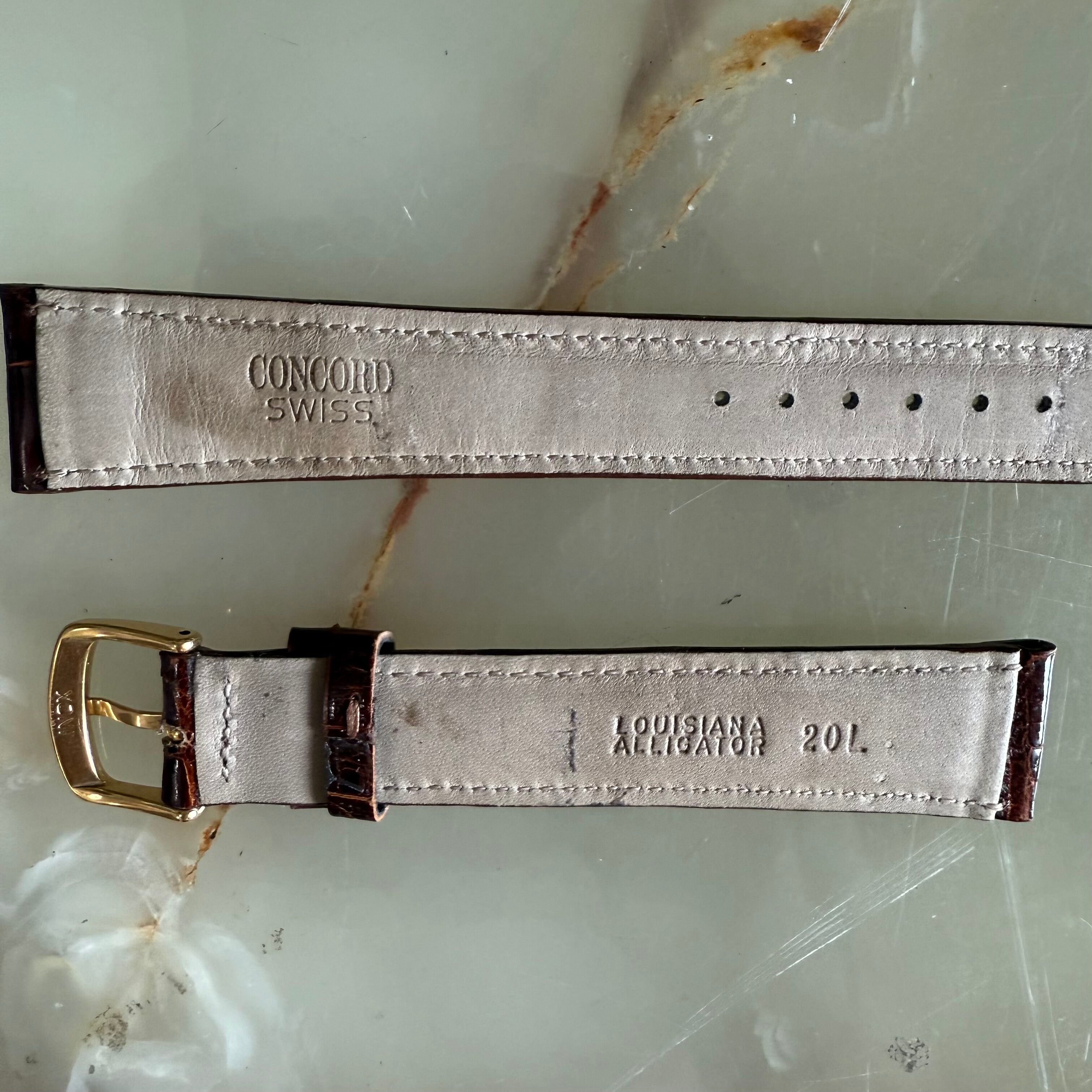 Authentic Concord Brown Crocodile Watch Strap Band 20mm 9667