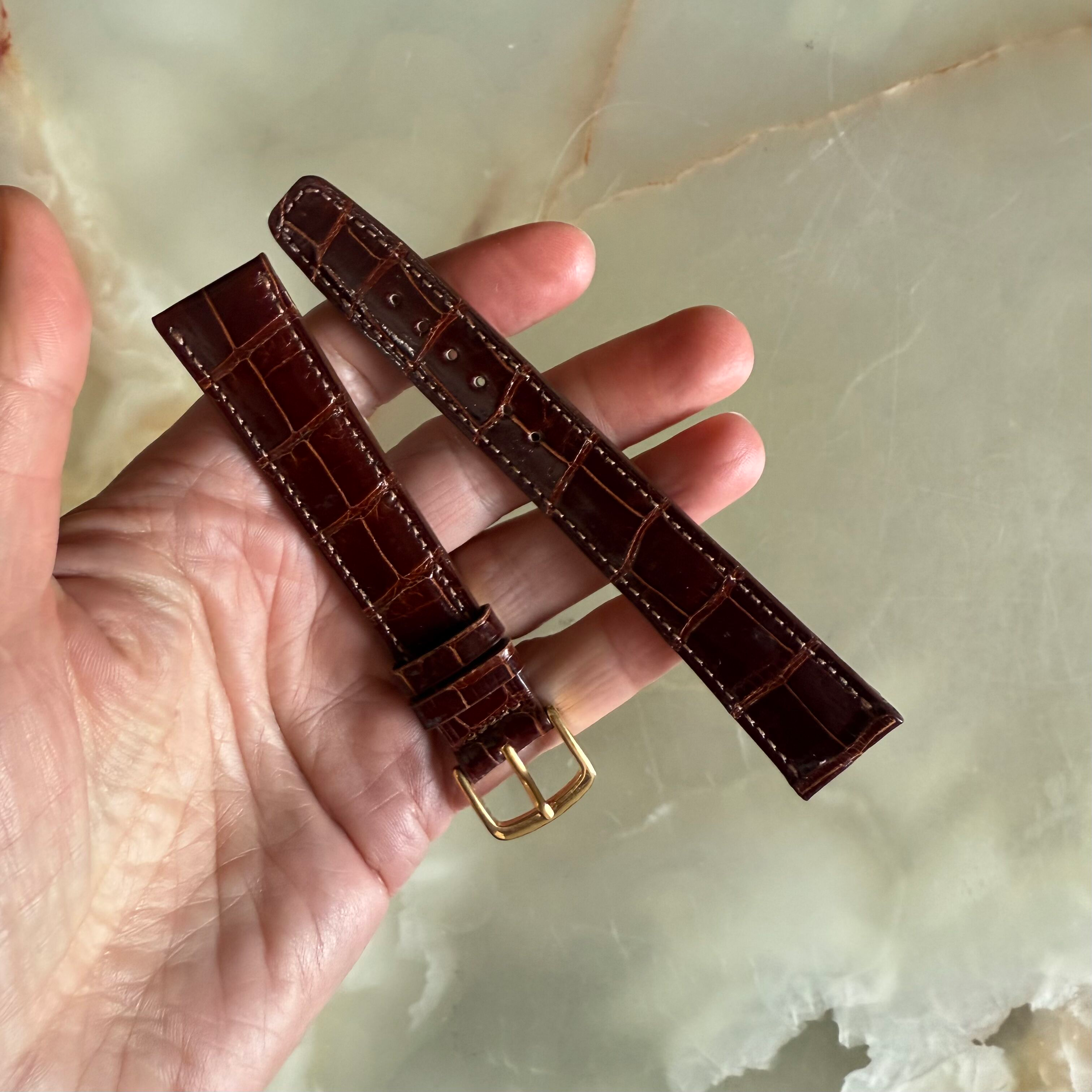 Authentic Concord Brown Crocodile Watch Strap Band 20mm 9667