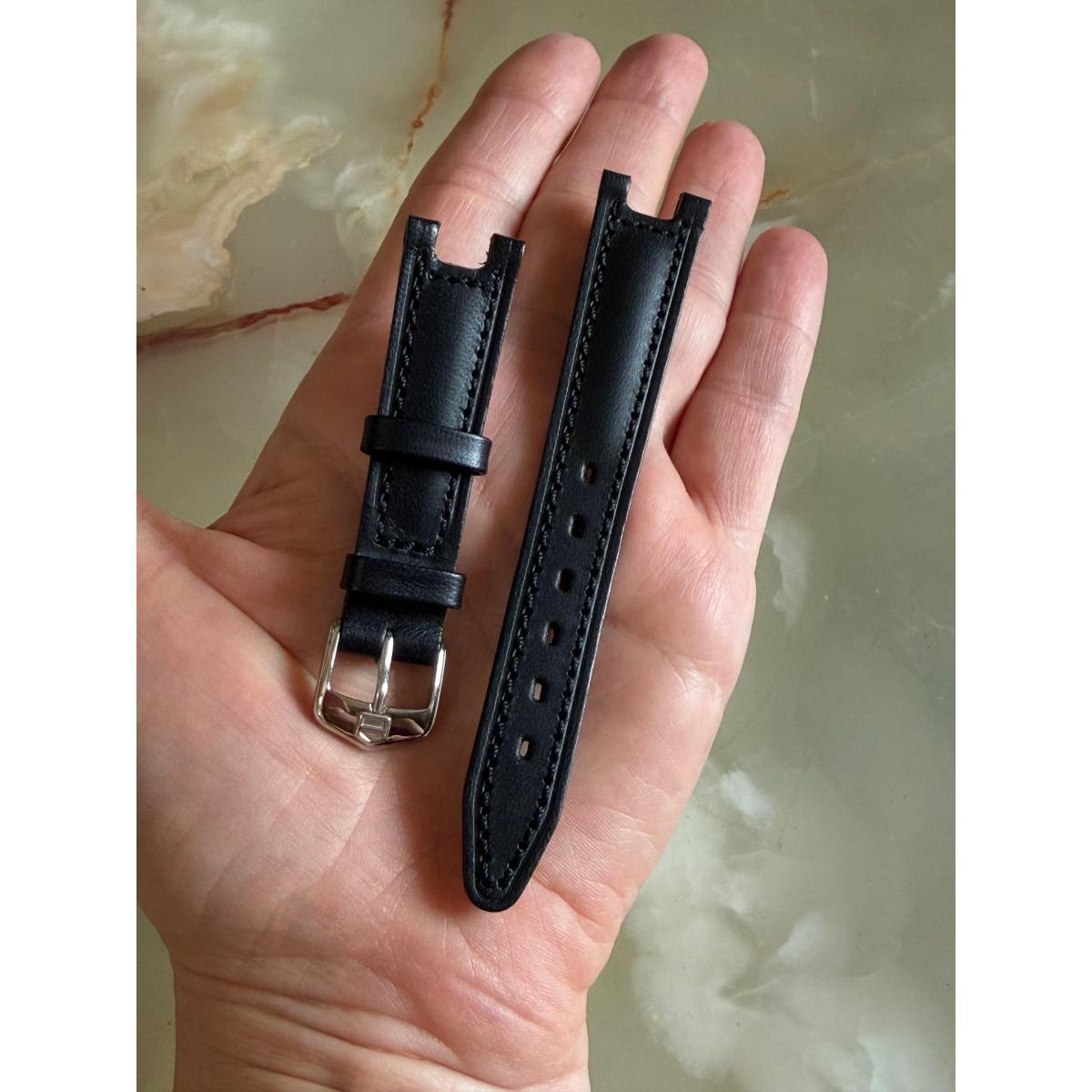 Authentic TAG Heuer Black Leather Watch Strap Band 18mm with Buckle BN0457