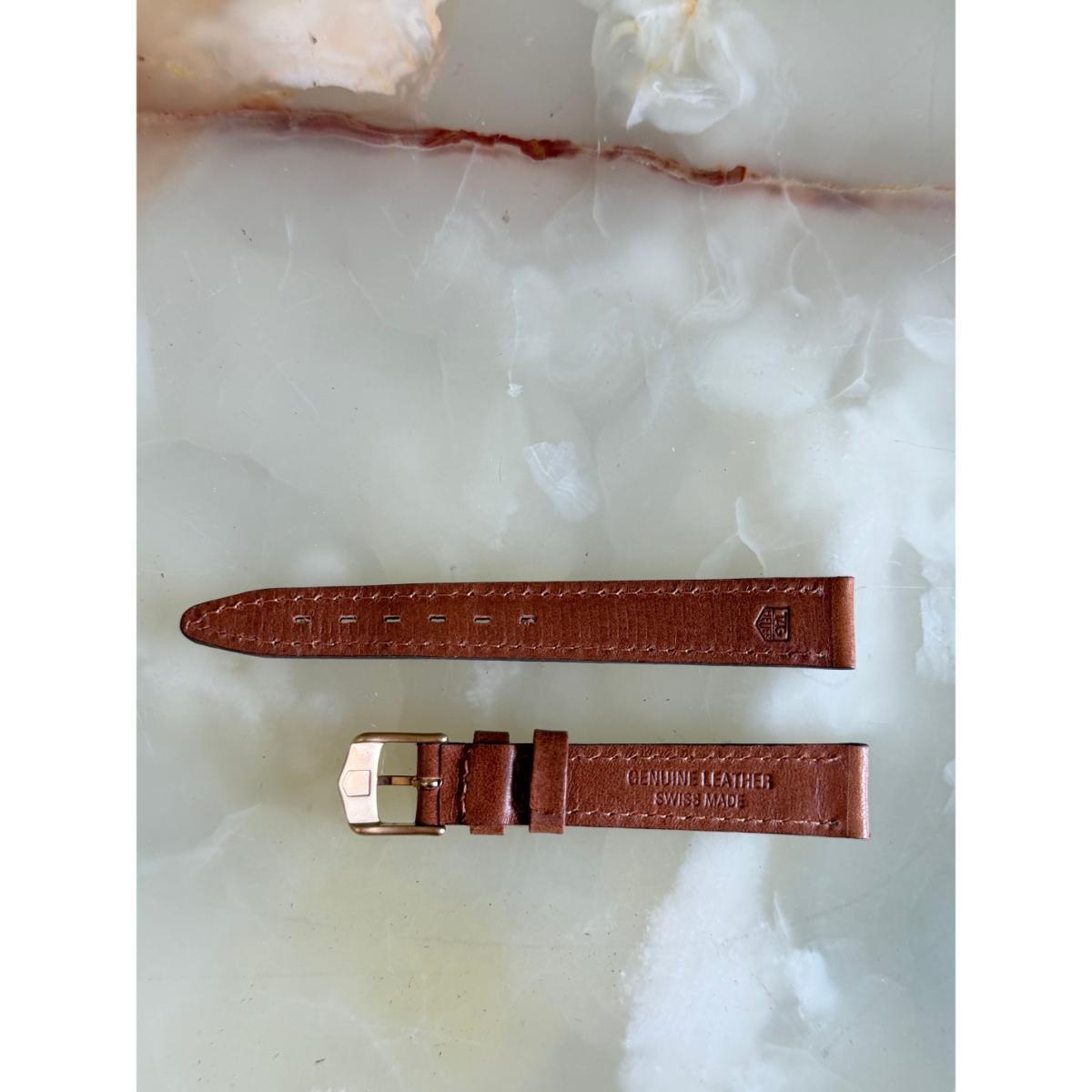 Authentic TAG Heuer Brown Leather Watch Strap Band 14mm with Buckle BC0157