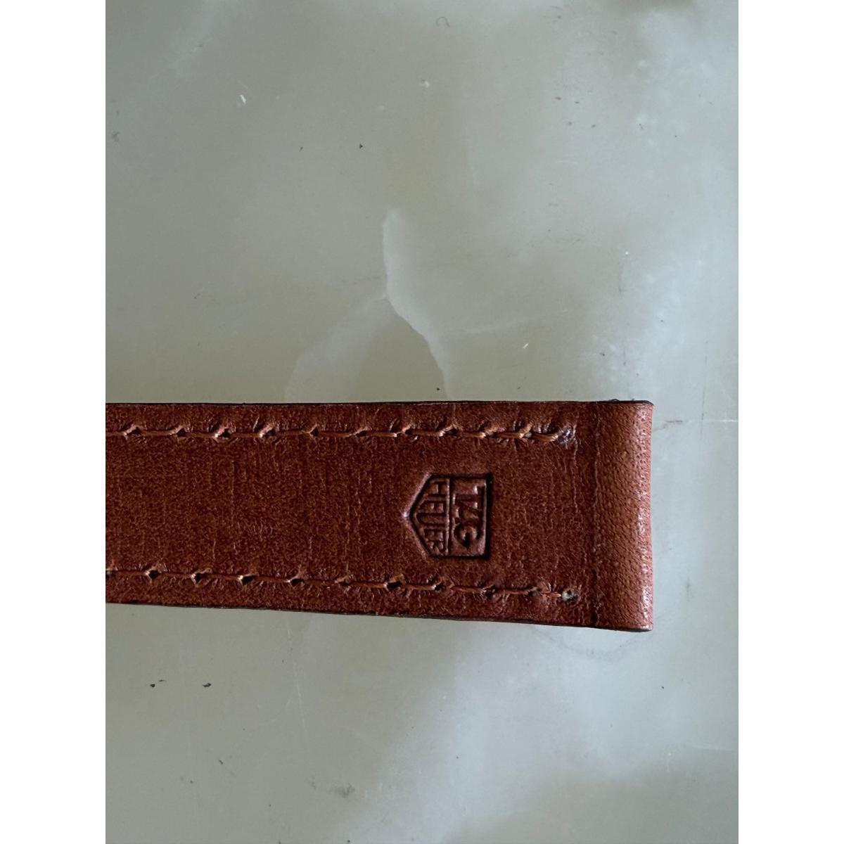 Authentic TAG Heuer Brown Leather Watch Strap Band 14mm with Buckle BC0157