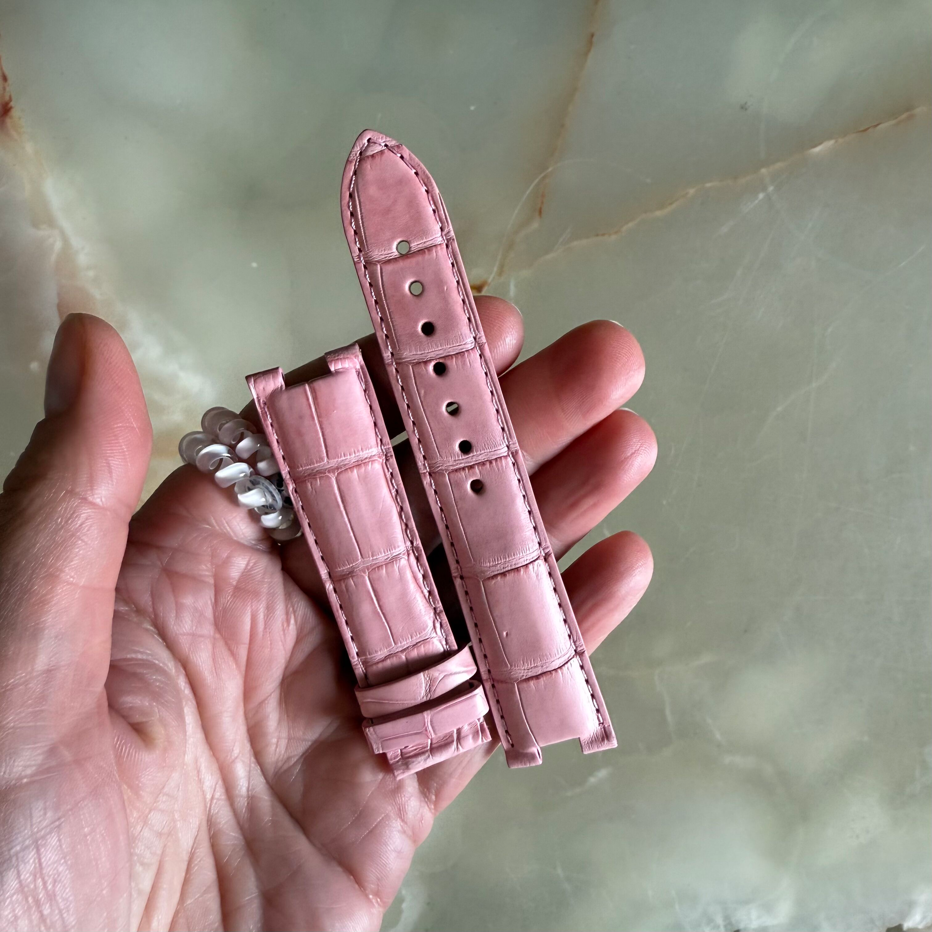 Authentic Concord Pink Crocodile Watch Strap Band 20mm 2433