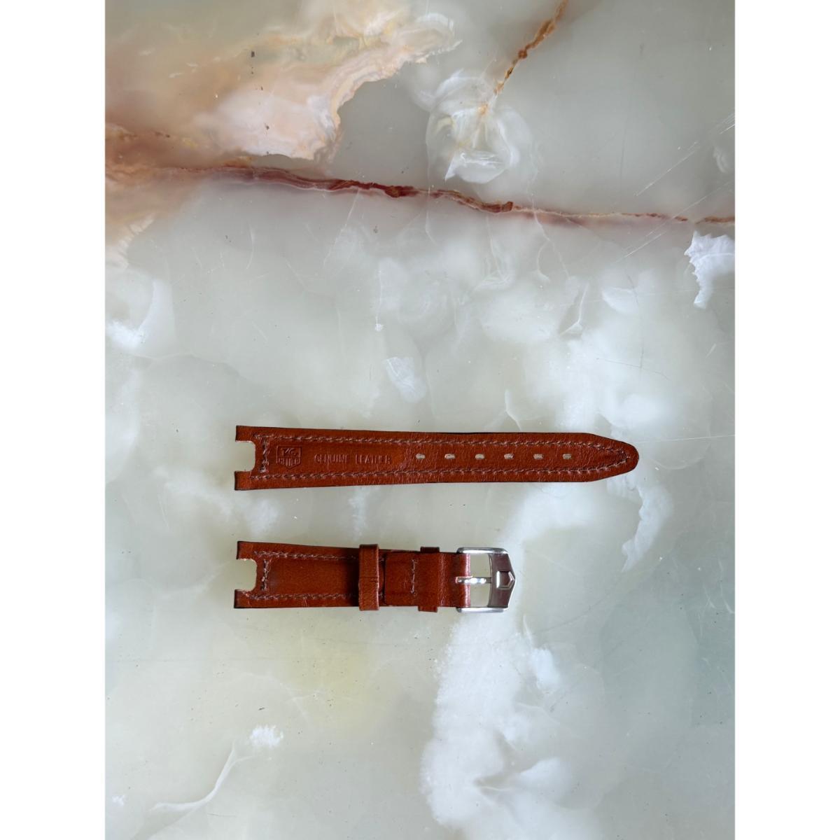 Authentic TAG Heuer Brown Leather 18mm Watch Strap Band with Buckle
