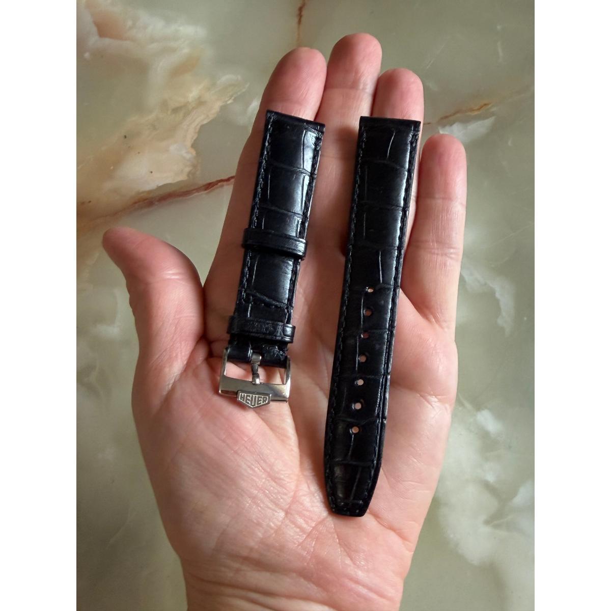 Authentic TAG Heuer Black Crocodile Watch Strap Band 18mm with Buckle