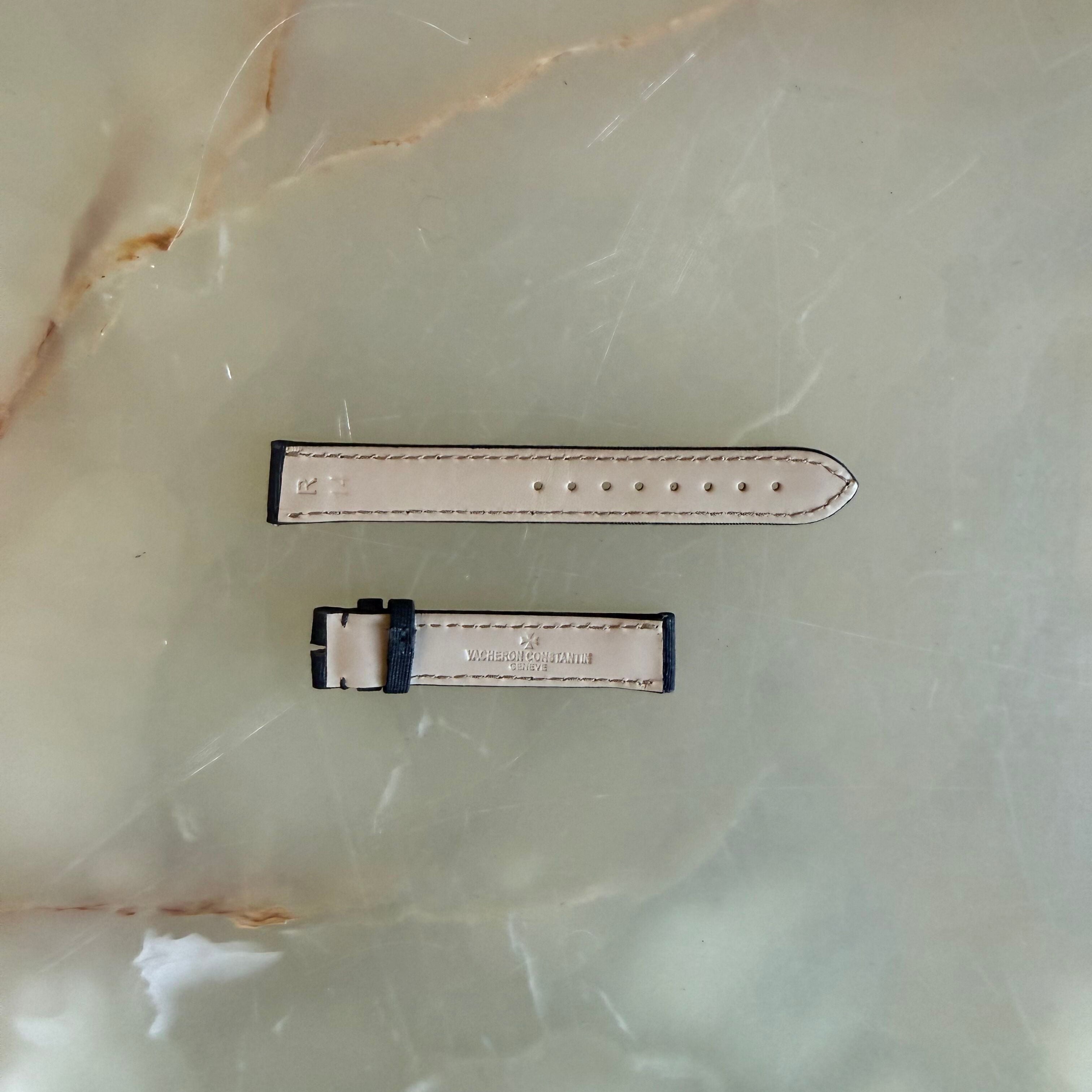 Authentic Vacheron Constantin Fabric Leather Black Watch Band Strap 14.5mm