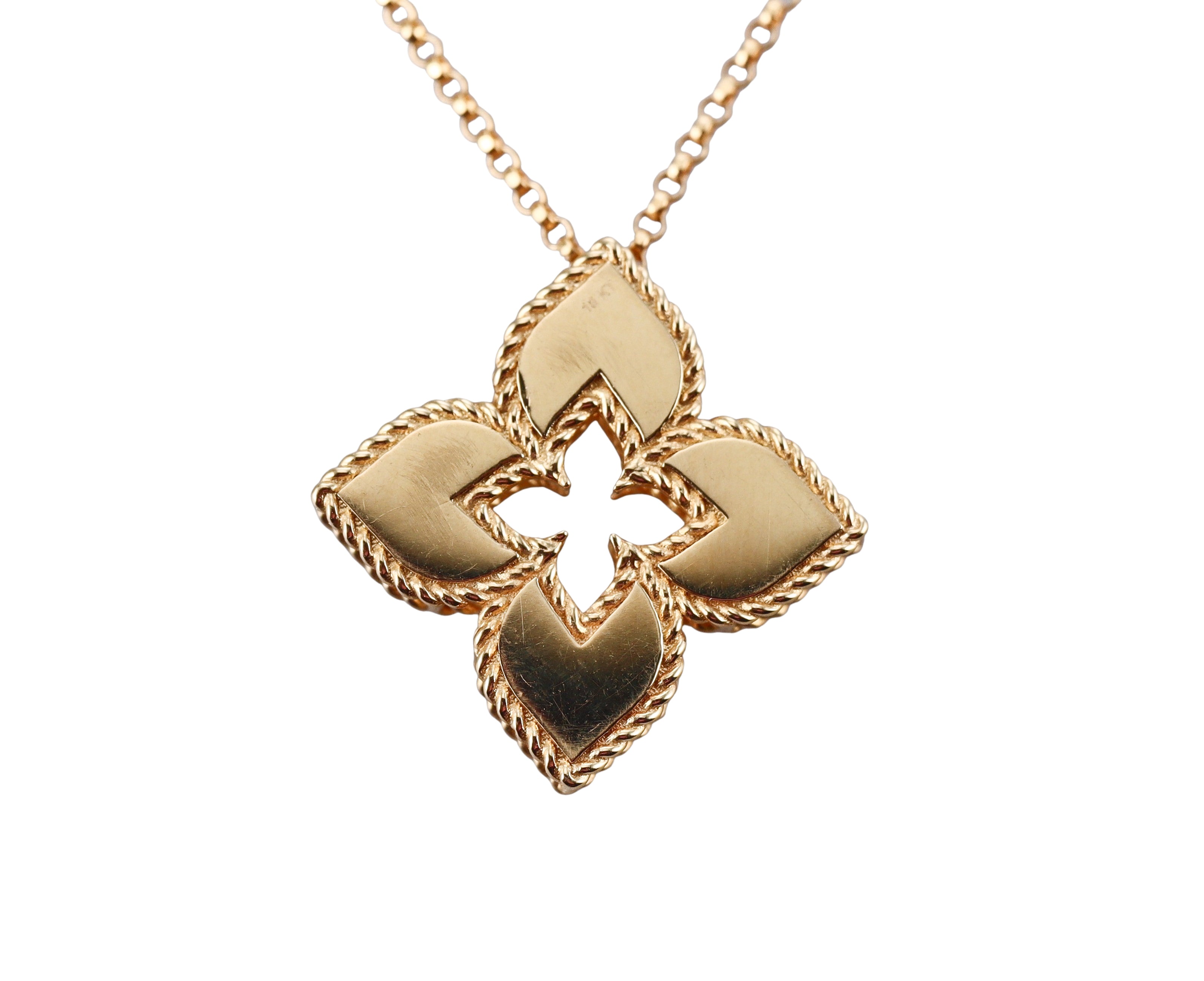 Roberto Coin "Venetian Princess" 18kt Yellow Gold Flower Diamond Necklace