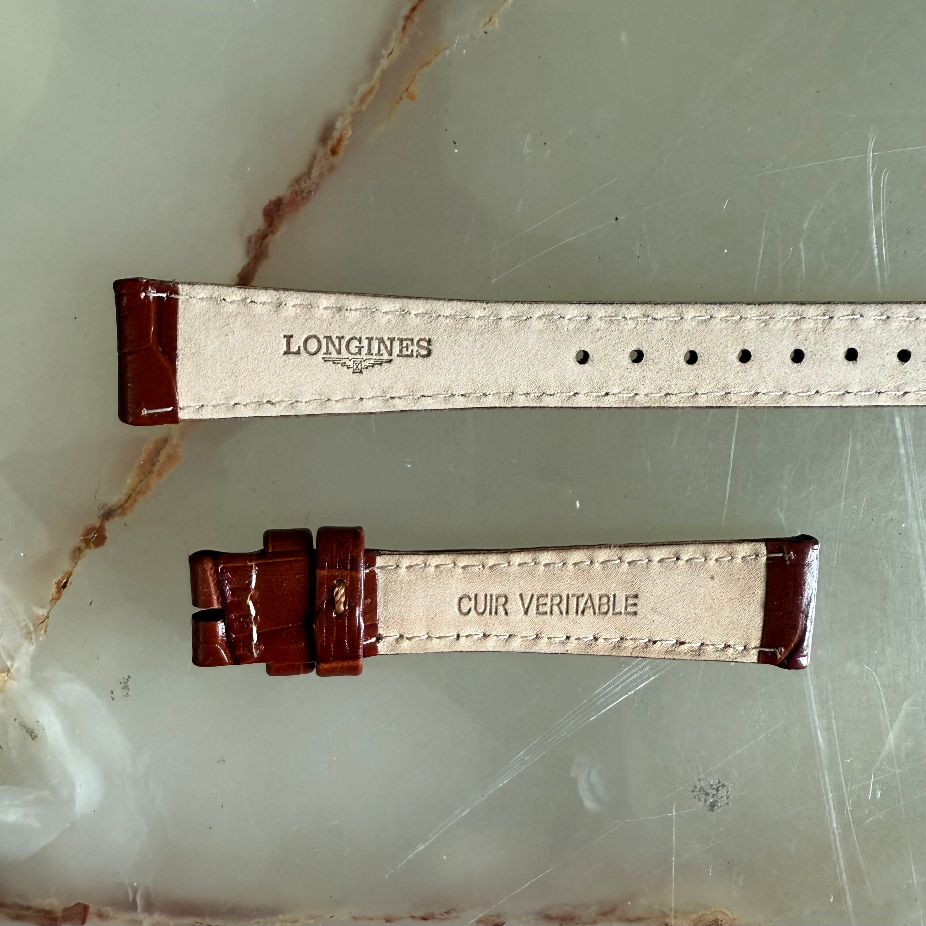 Authentic Longines Brown Leather Watch Strap Band 15mm L682101101