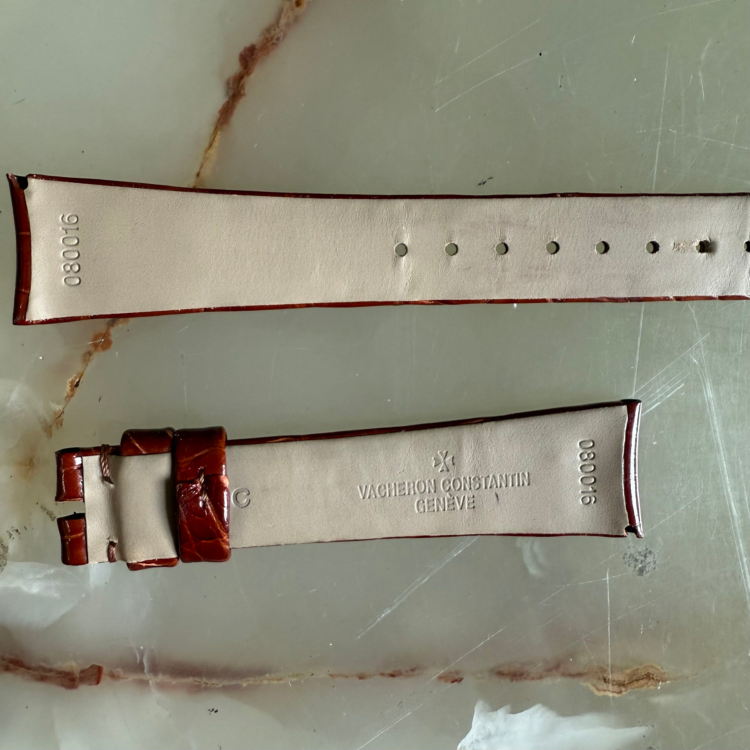 Authentic Vacheron Constantin Brown Alligator Watch Strap Band 18mm 080016