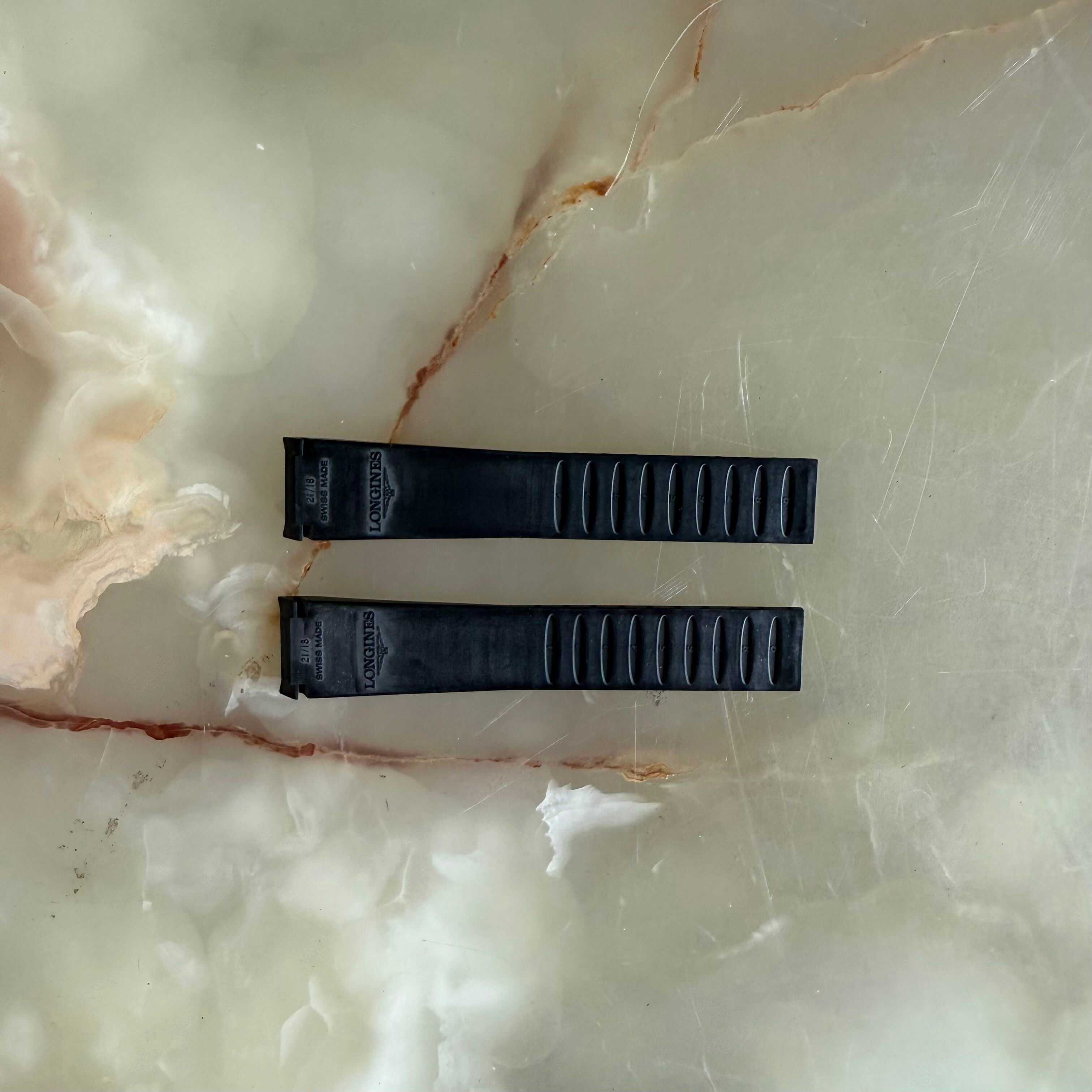 Authentic Longines Black Rubber Watch Strap Band 21mm L682100424