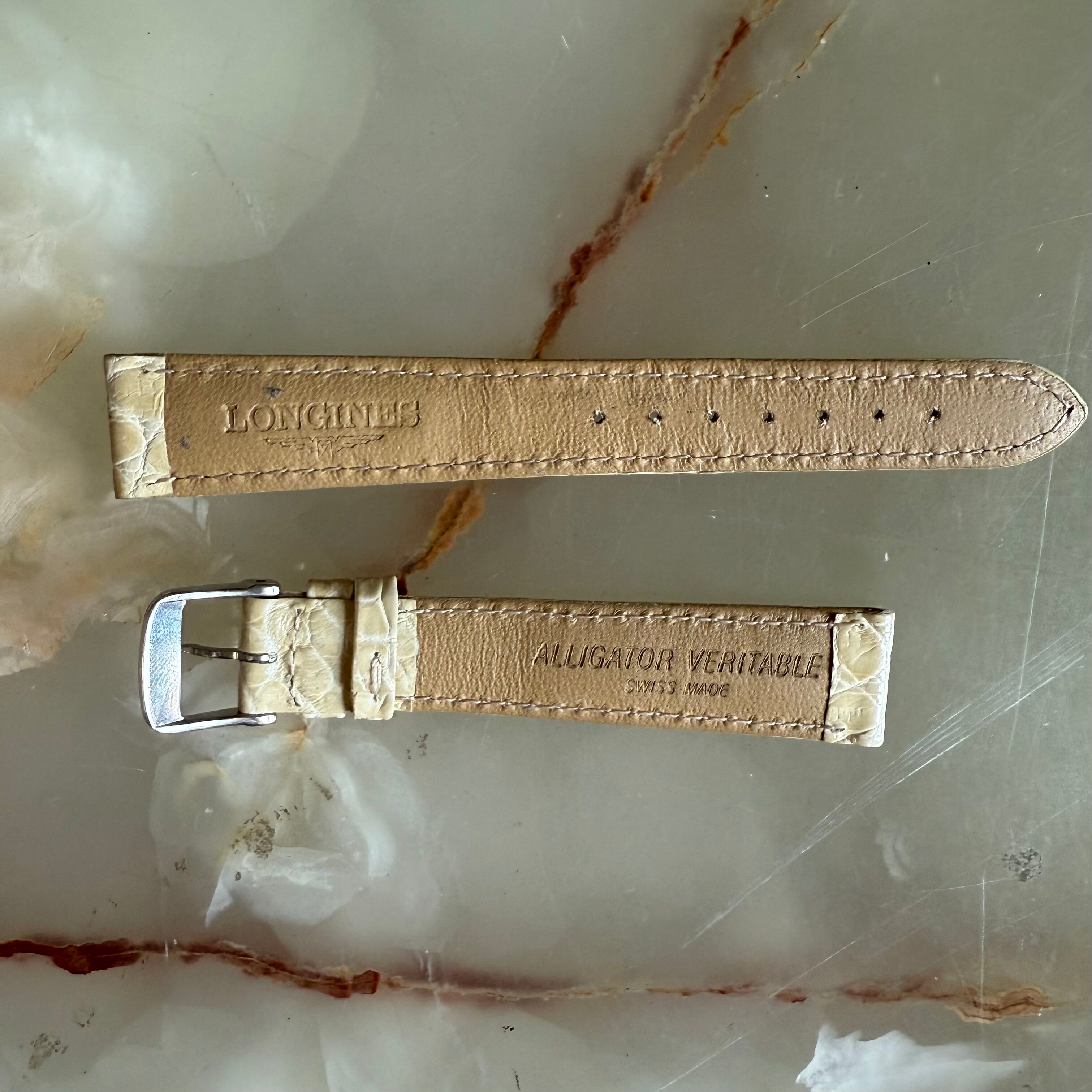 Authentic Longines Beige Alligator Watch Strap Band 15mm w Buckle