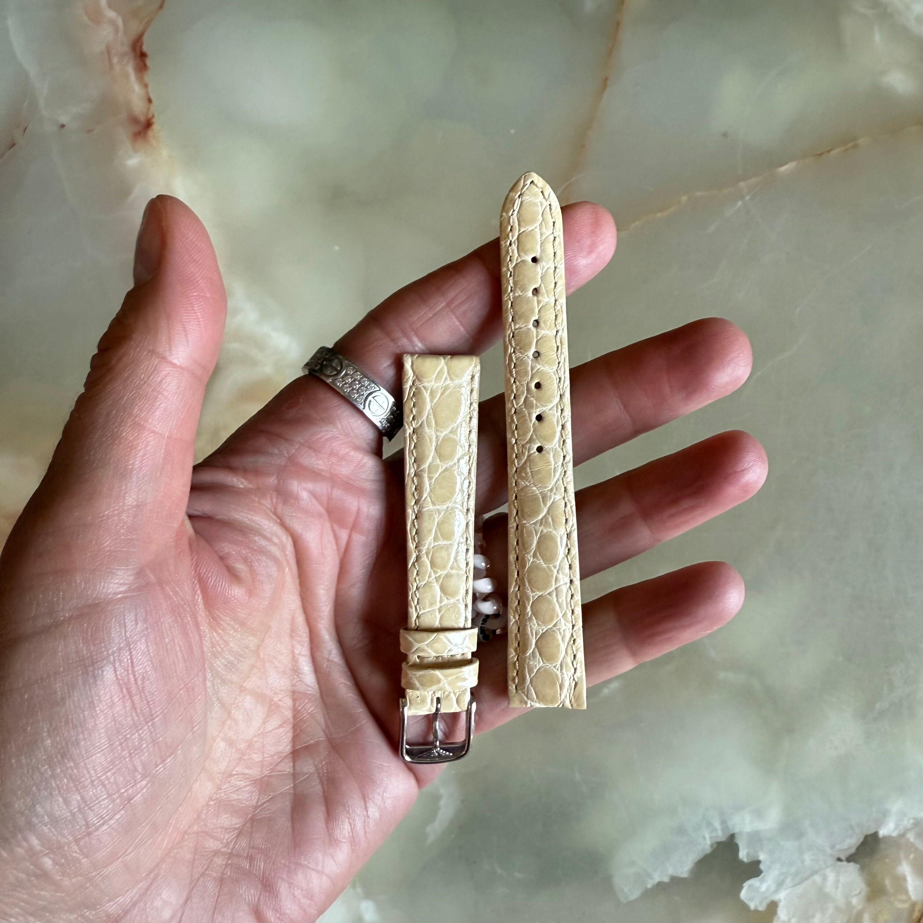 Authentic Longines Beige Alligator Watch Strap Band 15mm w Buckle