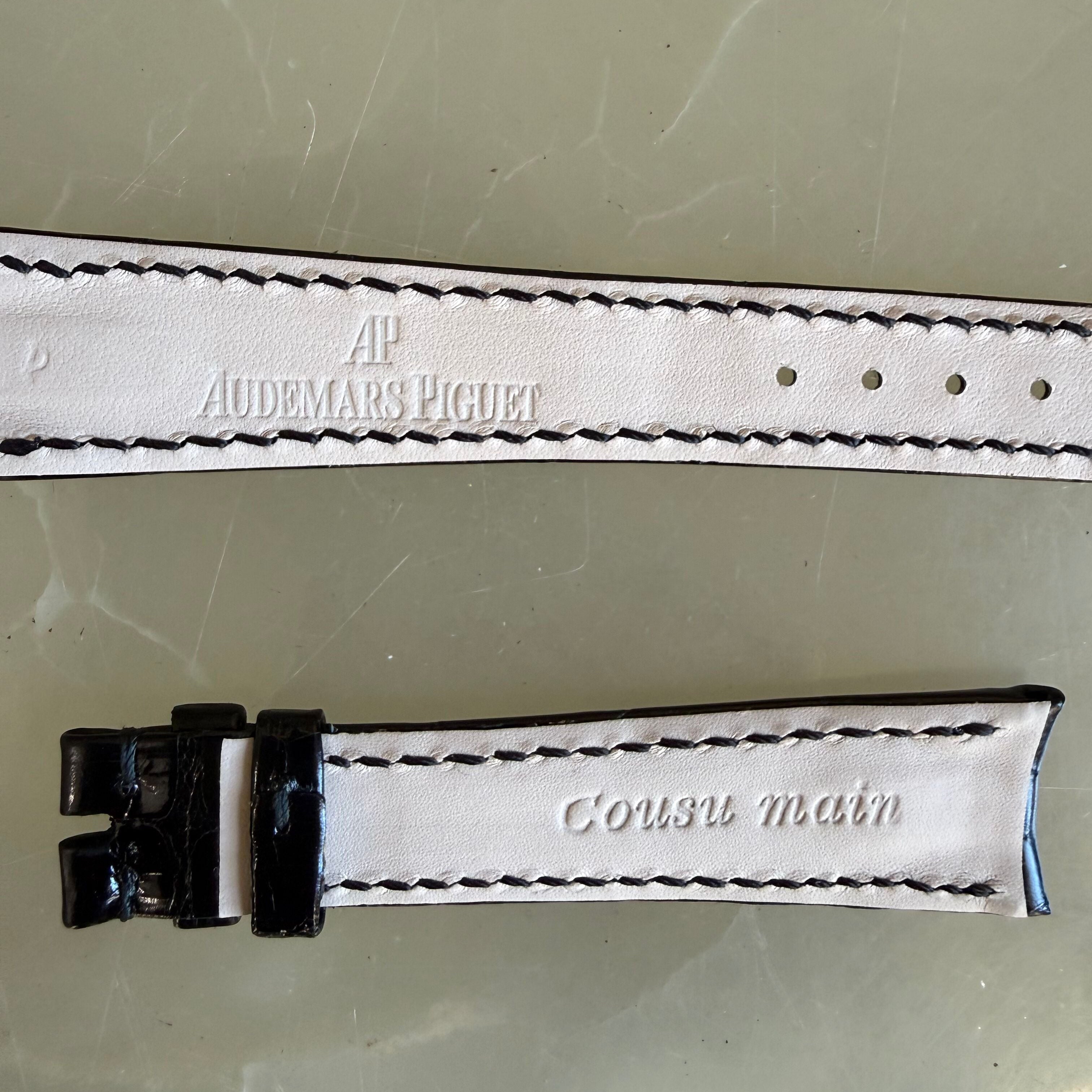 Authentic Audemars Piguet Black Crocodile Shiny Watch Band Strap 18.5mm