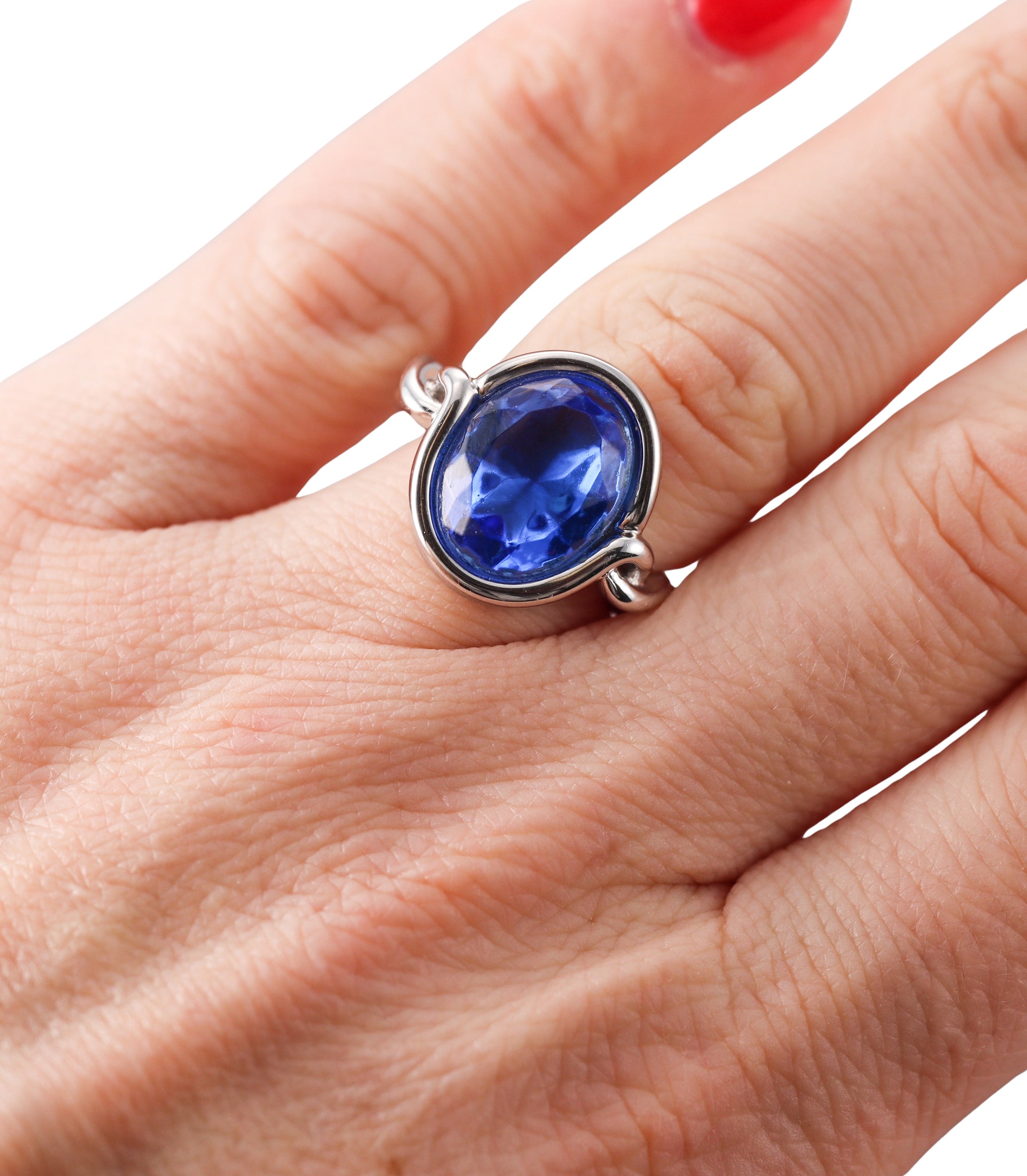 Baccarat Crystal Marie-Helene De Taillac Sterling Silver Blue Ring 2812938