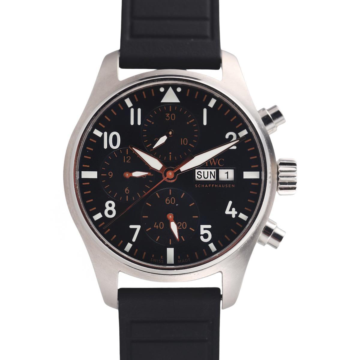 IWC Pilot's Chronograph 41 APXGP Black Dial Black Strap Watch 41mm IW388116