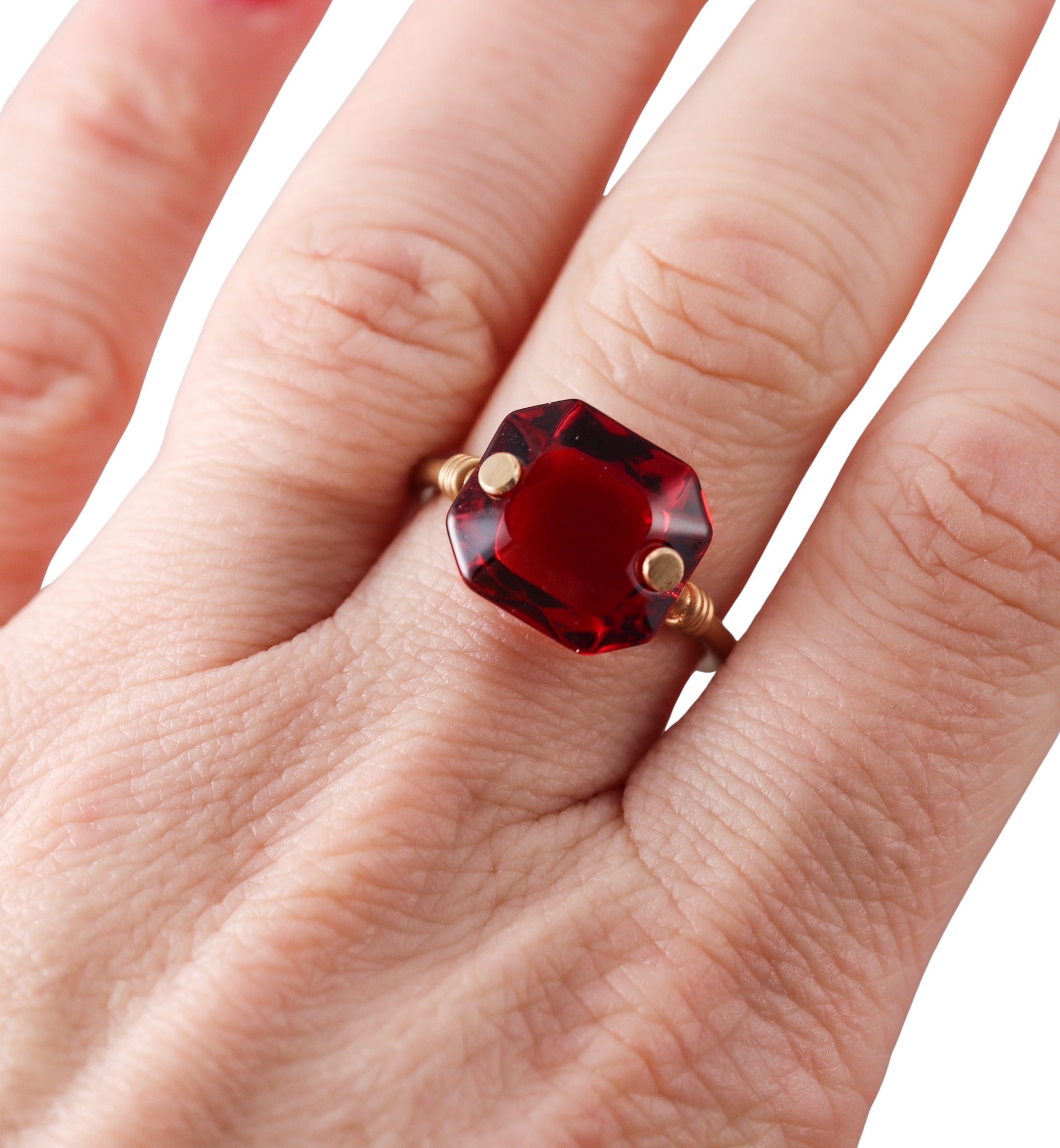 Baccarat Crystal Marie-Helene De Taillac 18k Gold Red Ring 2810736