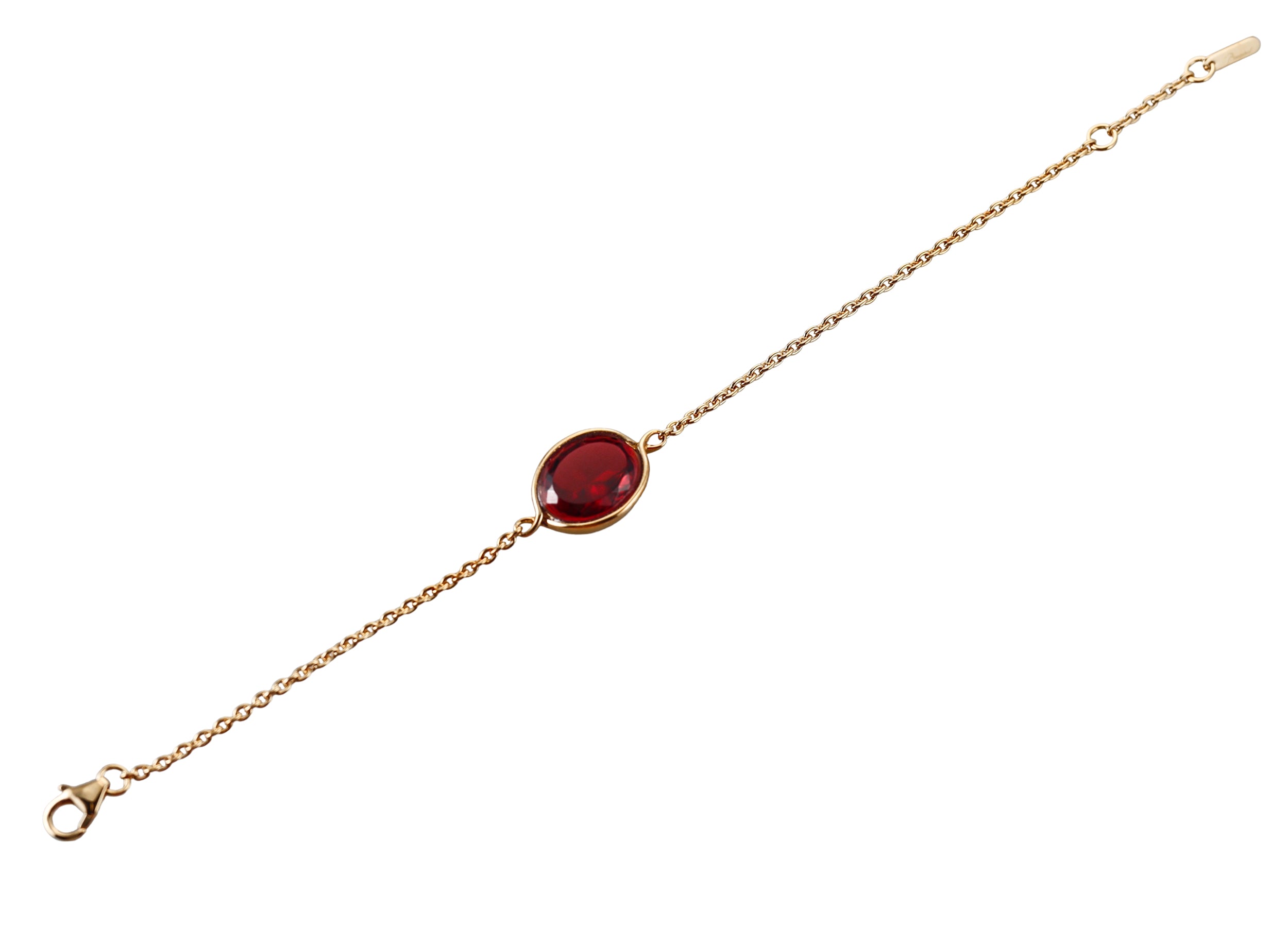 Baccarat 18k Gold Vermeil Sterling Silver Crystal Red Croise Chain Bracelet 2813001