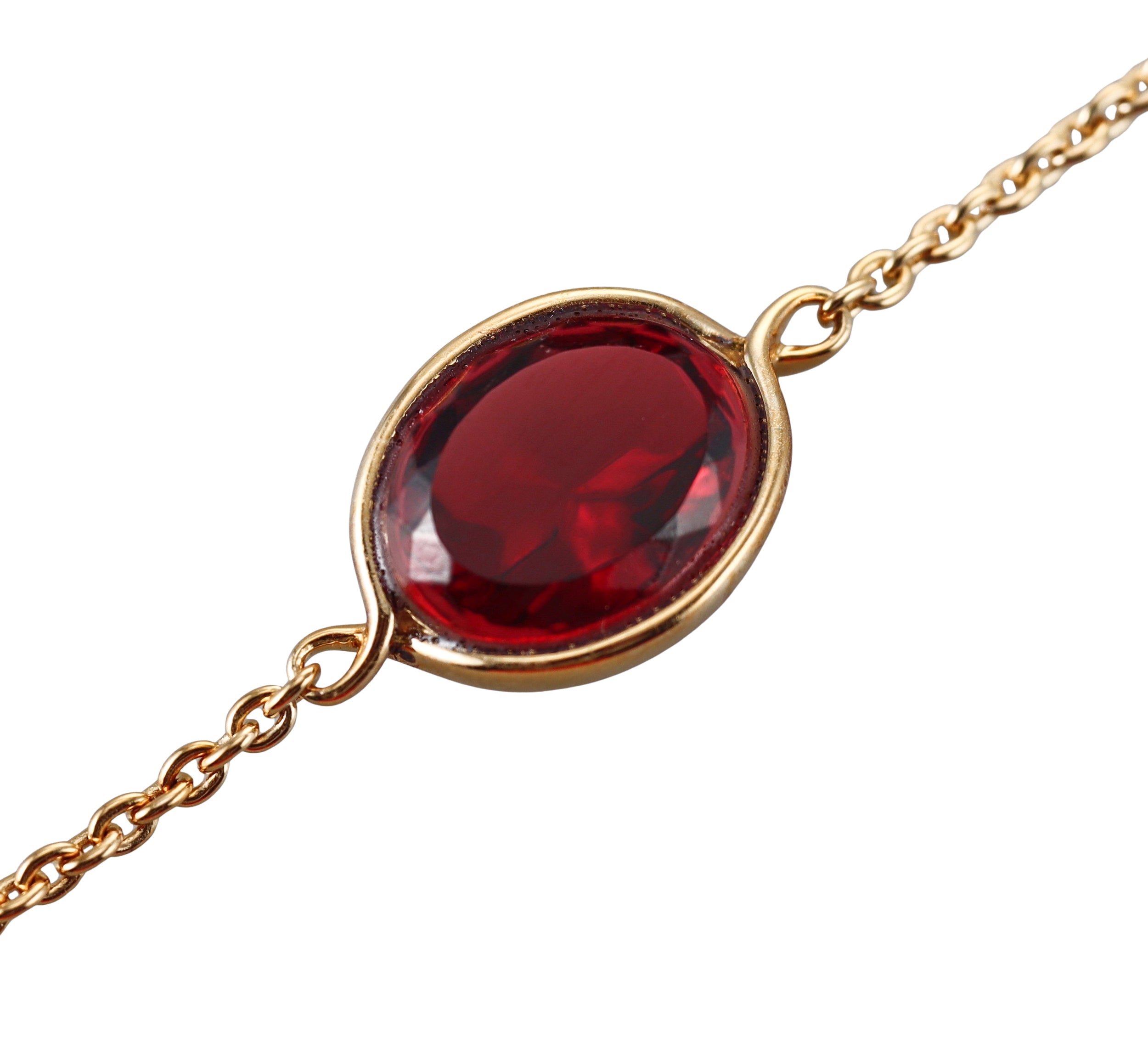 Baccarat 18k Gold Vermeil Sterling Silver Crystal Red Croise Chain Bracelet 2813001