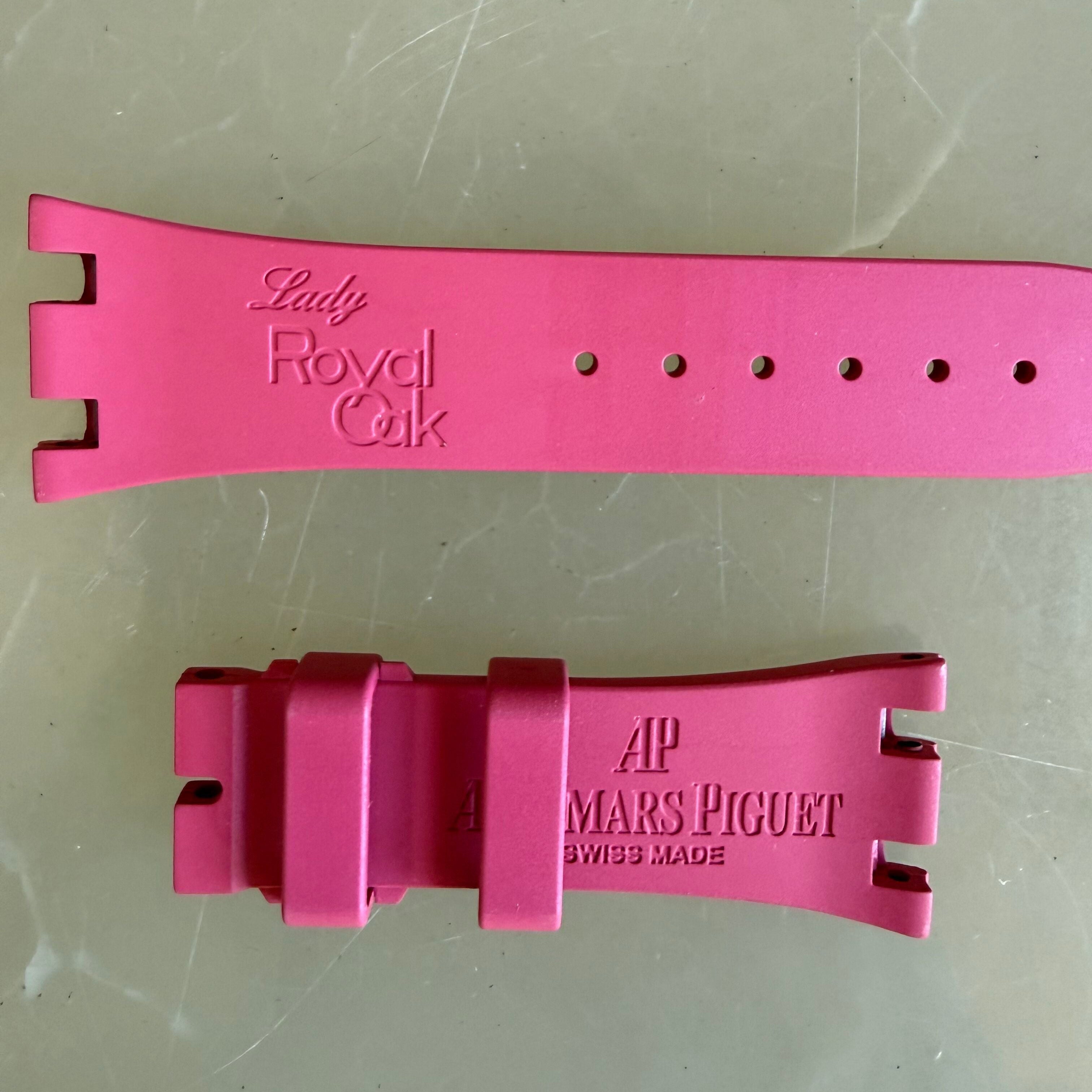 Authentic Audemars Piguet Lady Royal Oak Pink Rubber Watch Band Strap 21.5mm