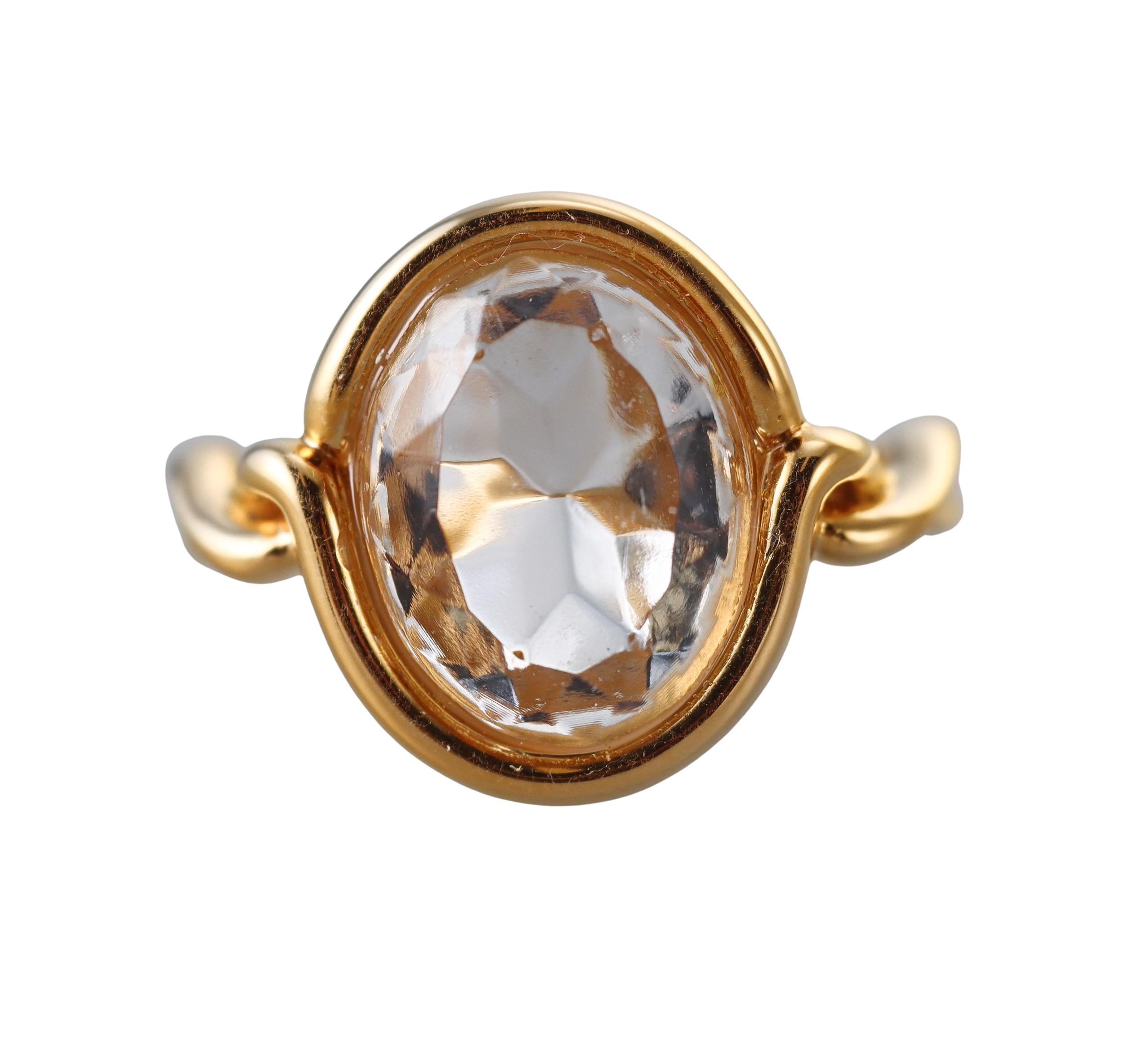 Baccarat Crystal Marie-Helene De Taillac 18k Gold Vermeil Sterling Clear Ring