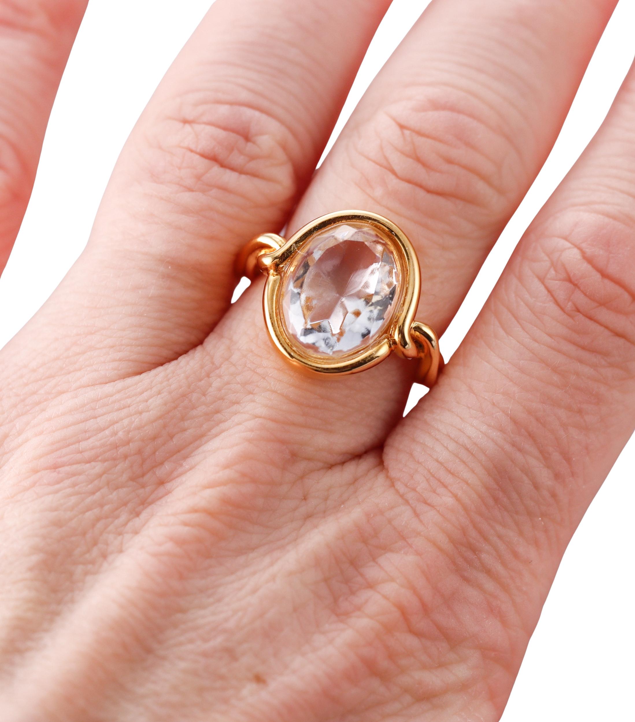 Baccarat Crystal Marie-Helene De Taillac 18k Gold Vermeil Sterling Clear Ring
