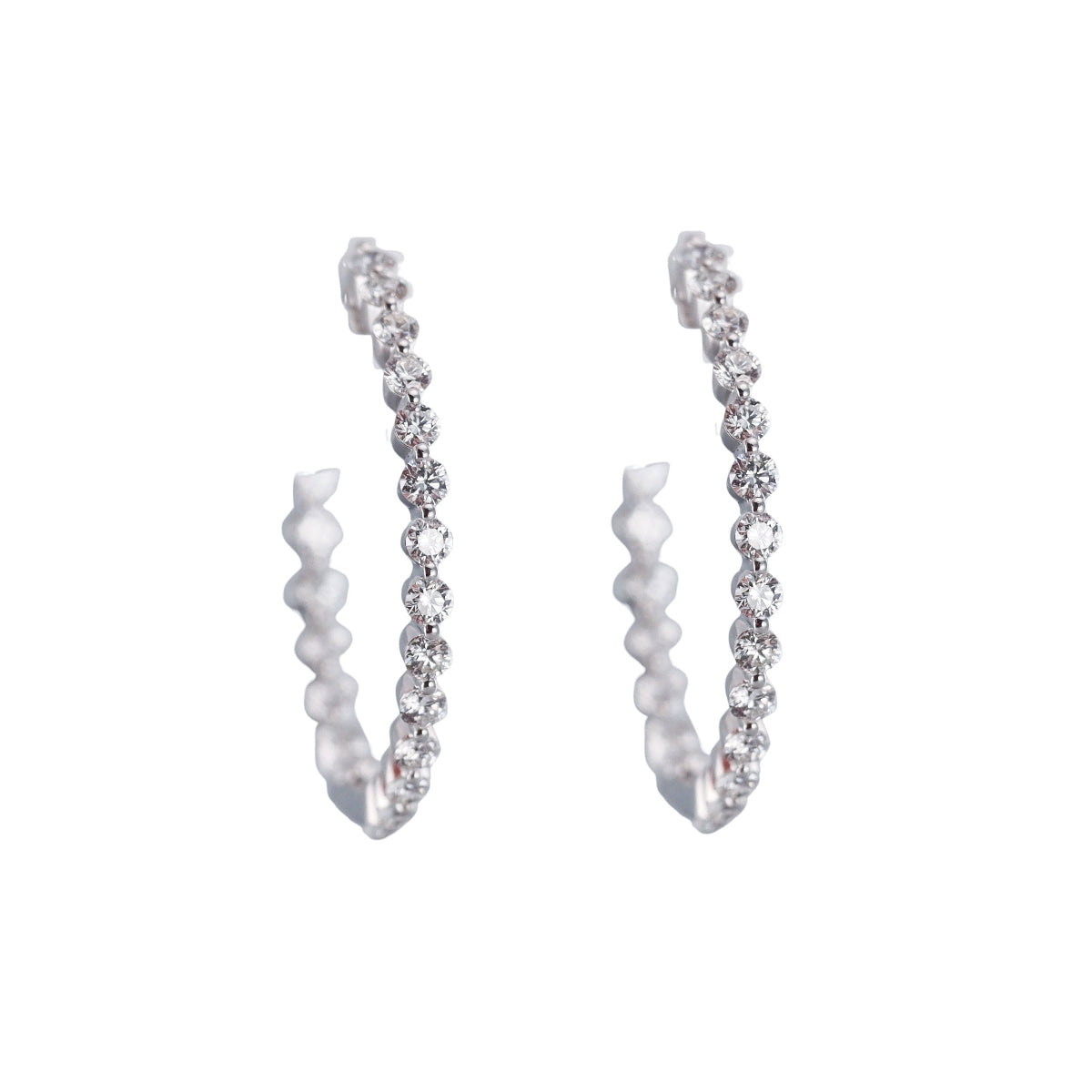 14k Solid Gold Lab Grown 1.60ctw Diamond Hoop Earrings