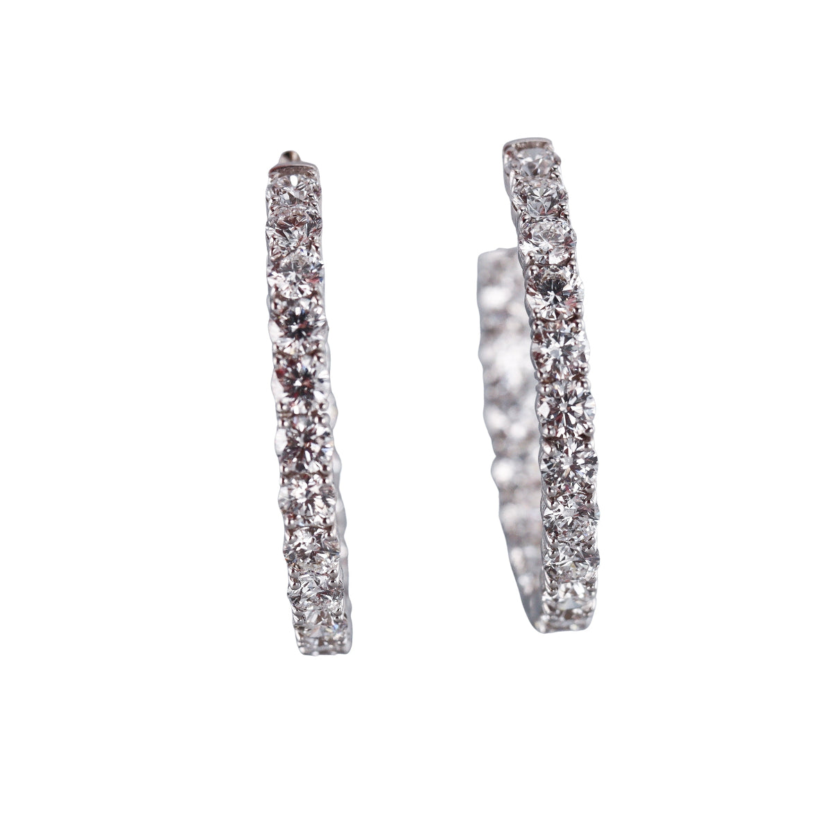 14k Solid Gold Lab Grown 12.76ctw Diamond Hoop Earrings