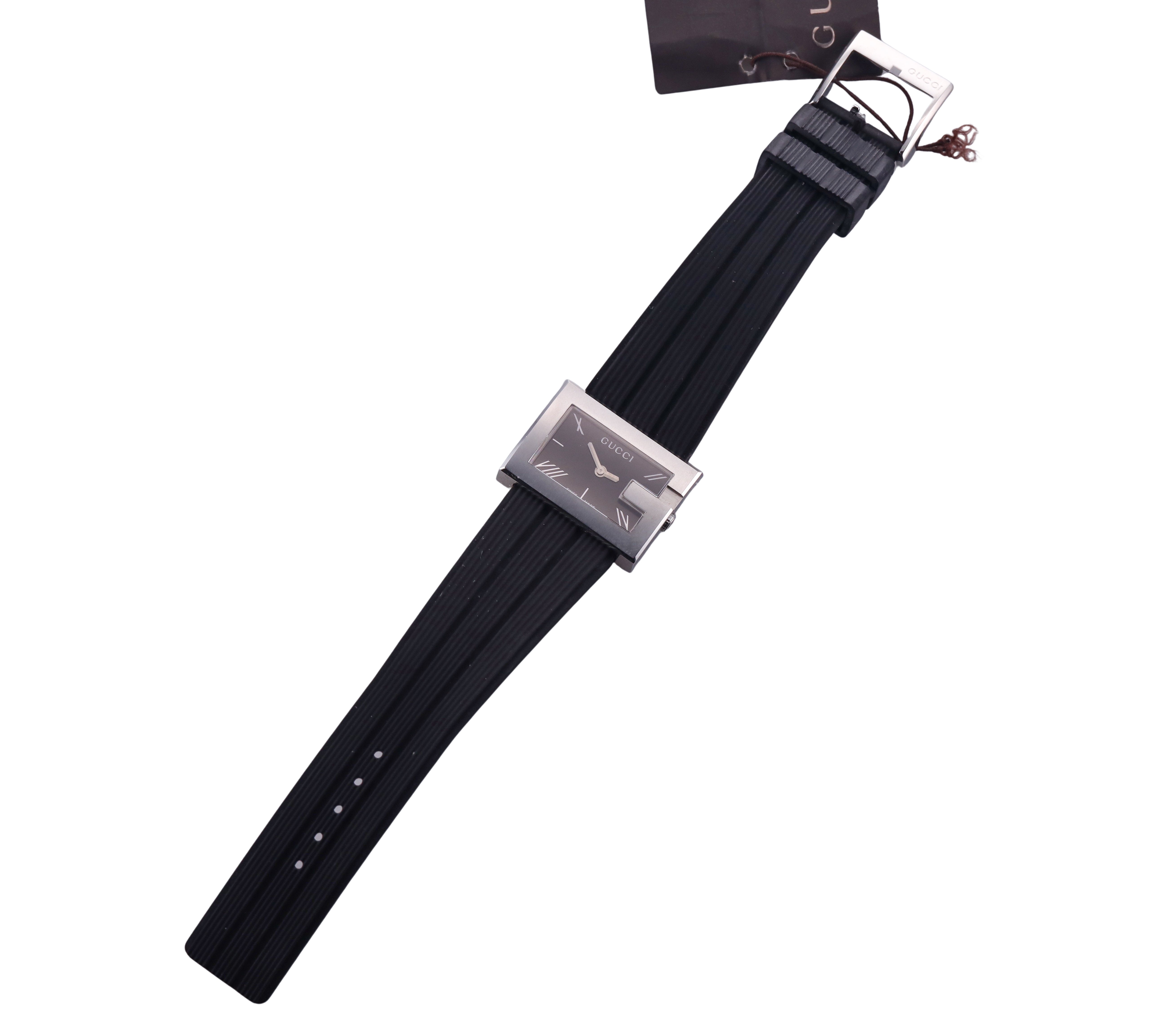 Gucci G Frame Stainless Steel Rubber Watch 100L YA100504