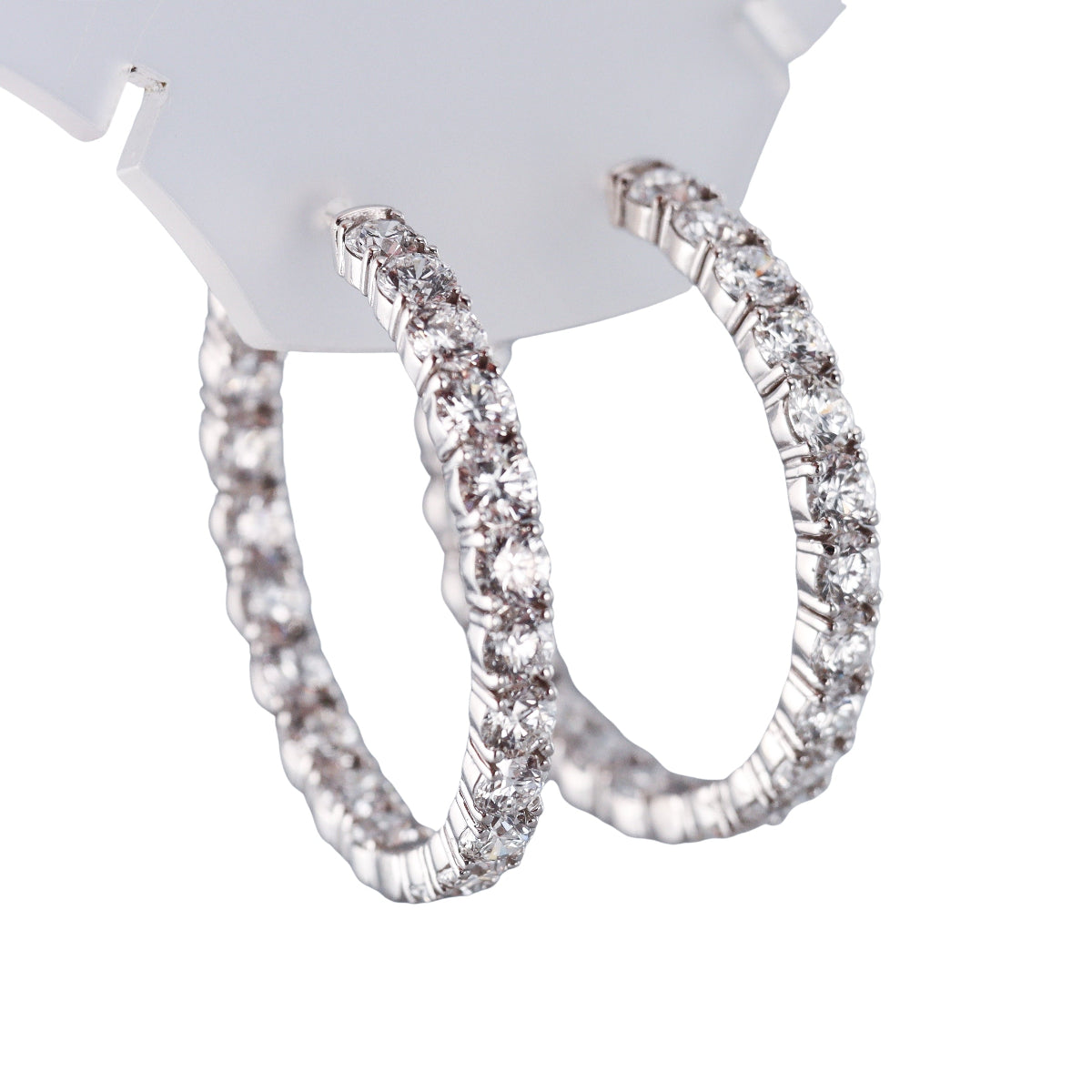 14k Solid Gold Lab Grown 12.76ctw Diamond Hoop Earrings