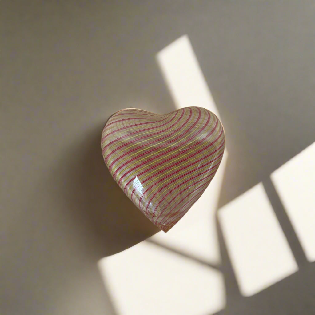 Saint-Louis Pink & Yellow Heart Paperweight