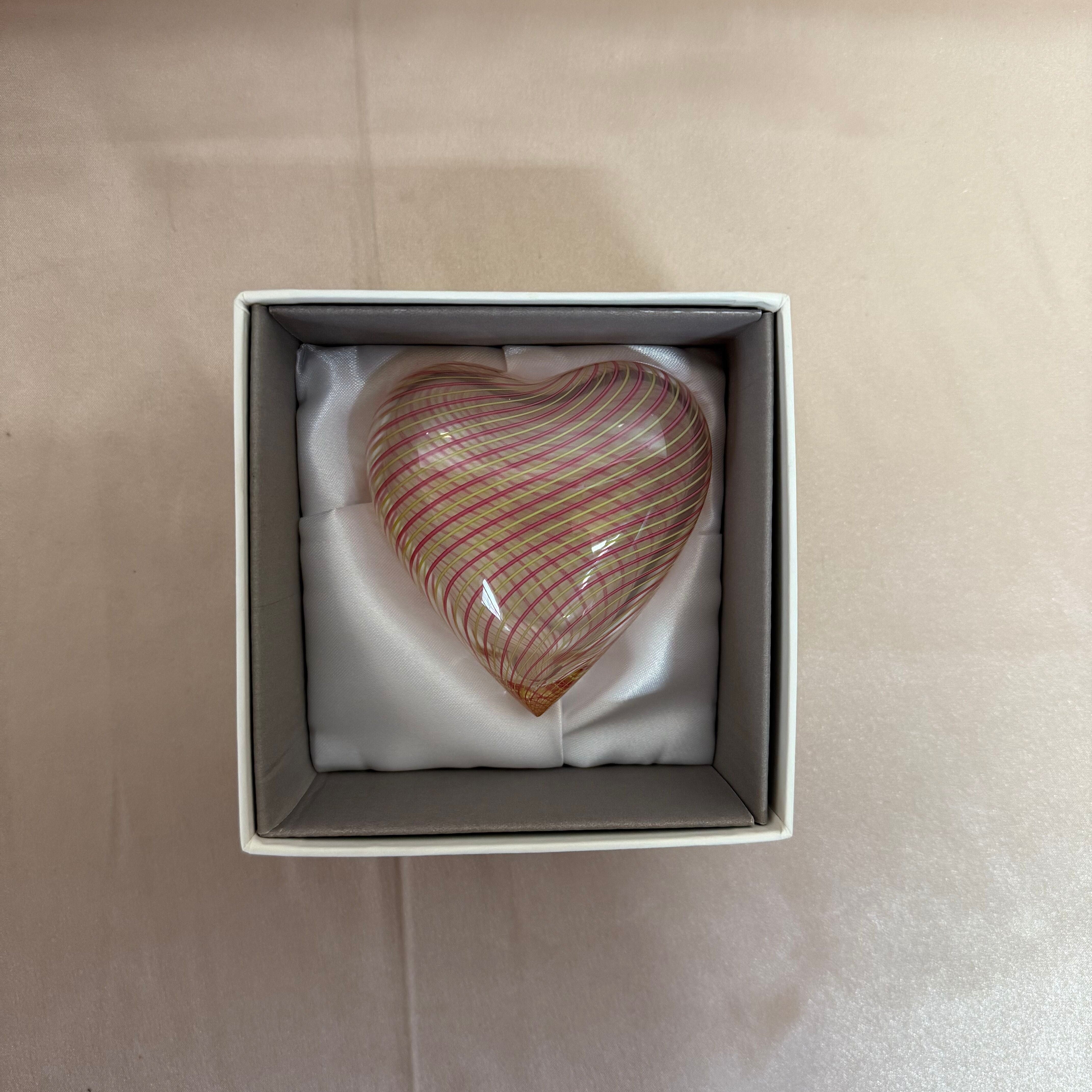 Saint-Louis Pink & Yellow Heart Paperweight