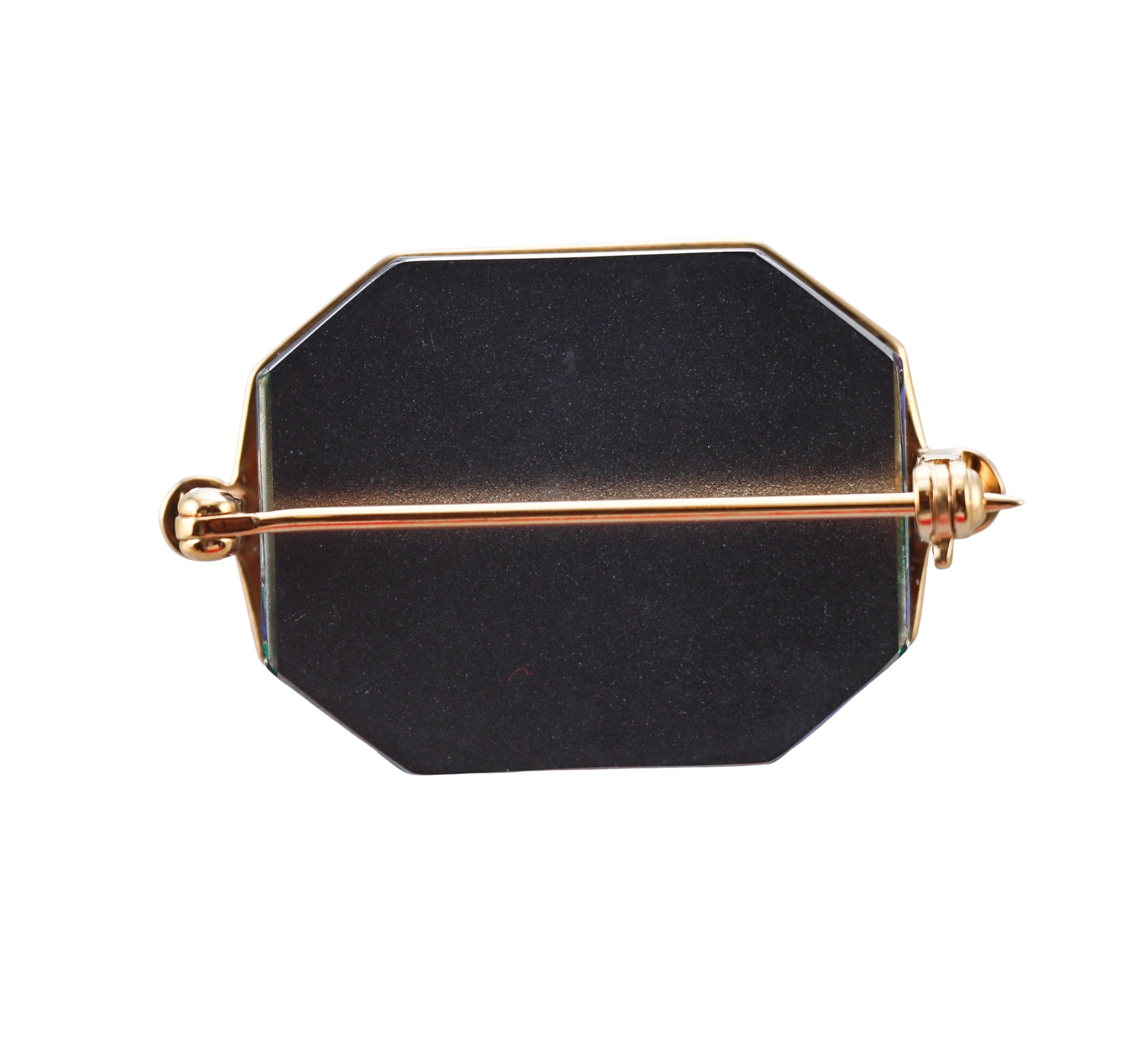 Baccarat Crystal Harcourt 18k Gold Vermeil Sterling Greenish Blue Brooch 2814698