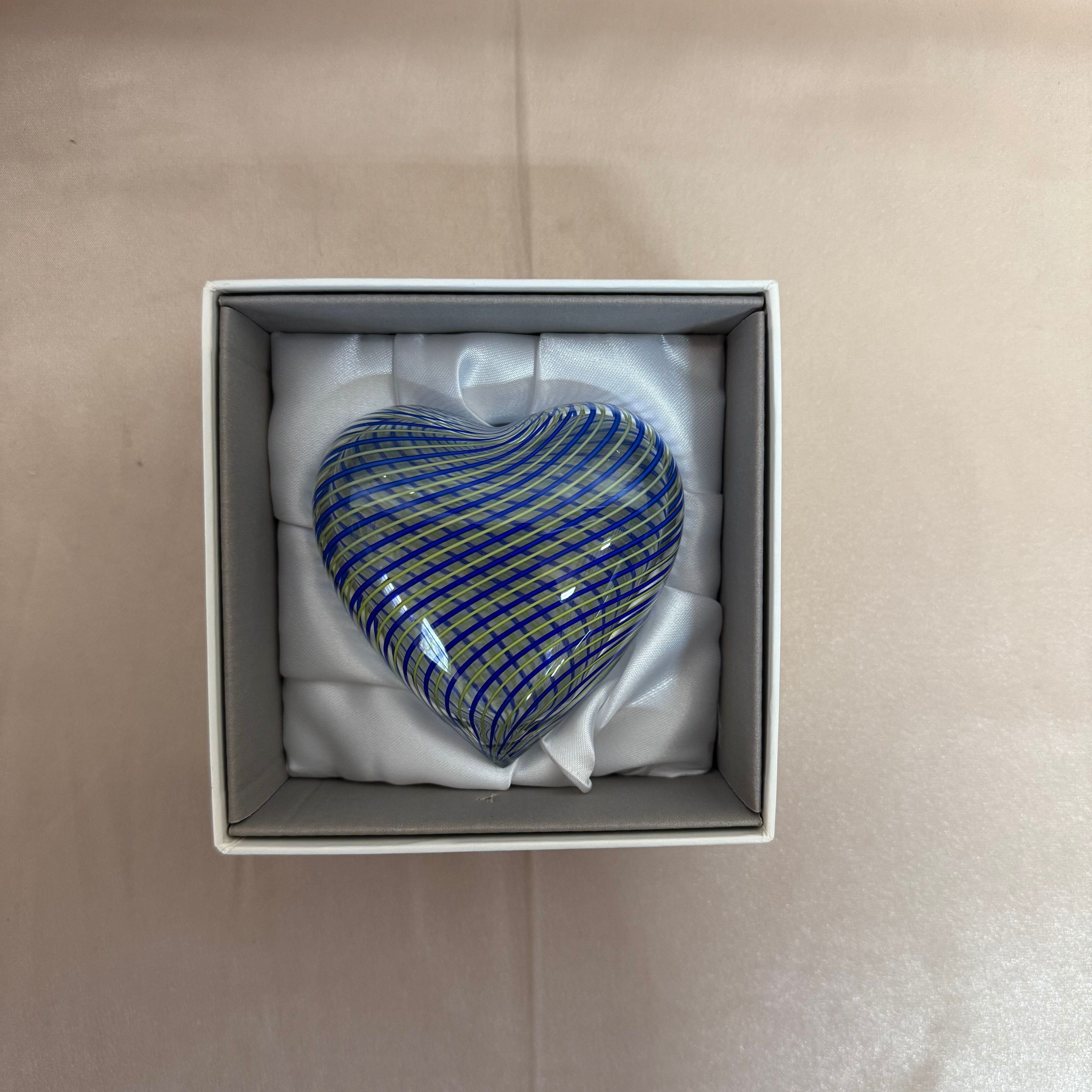 Saint-Louis Blue & Yellow Heart Paperweight
