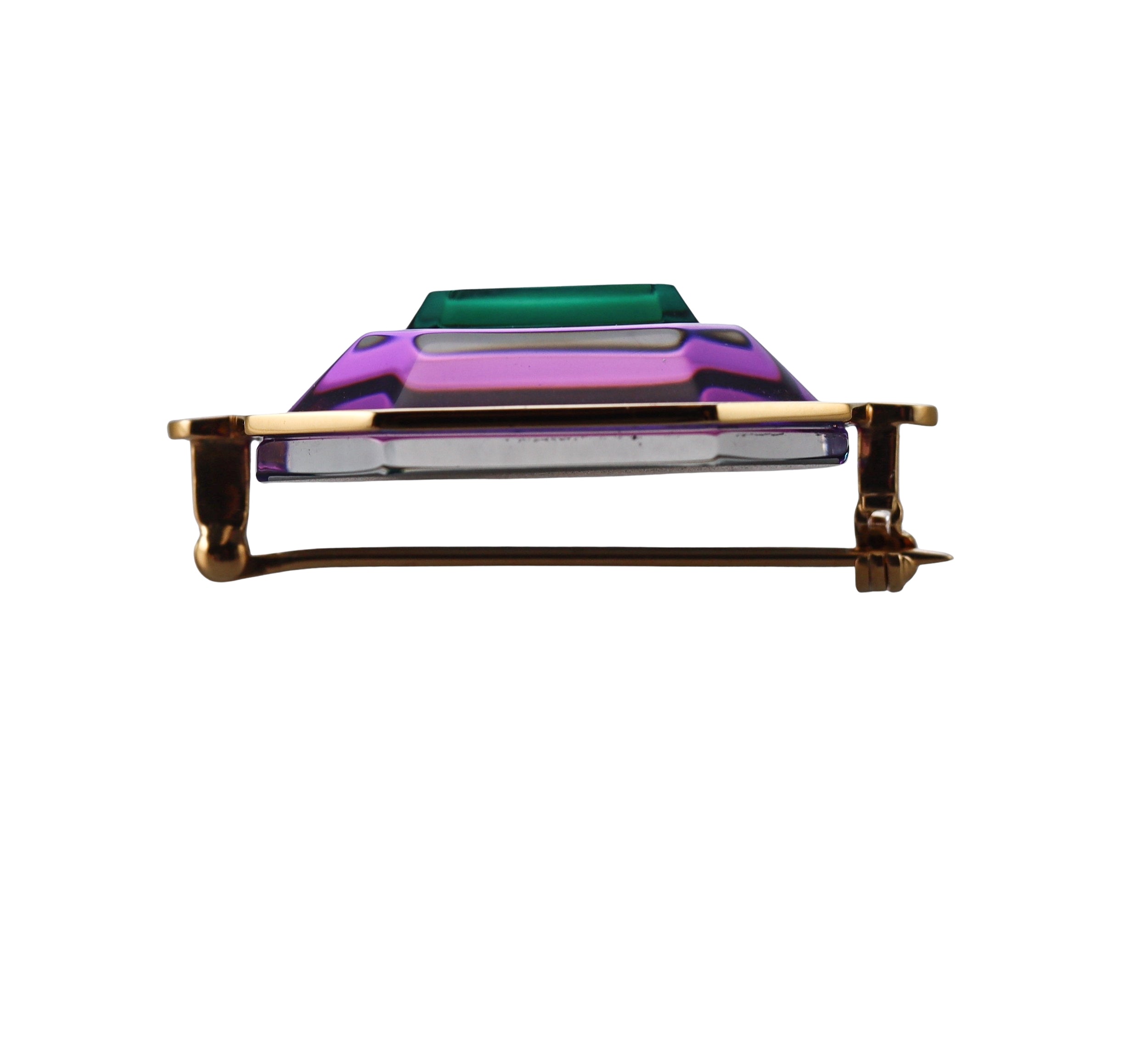 Baccarat Crystal Harcourt 18k Gold Vermeil Sterling Greenish Blue Brooch 2814698