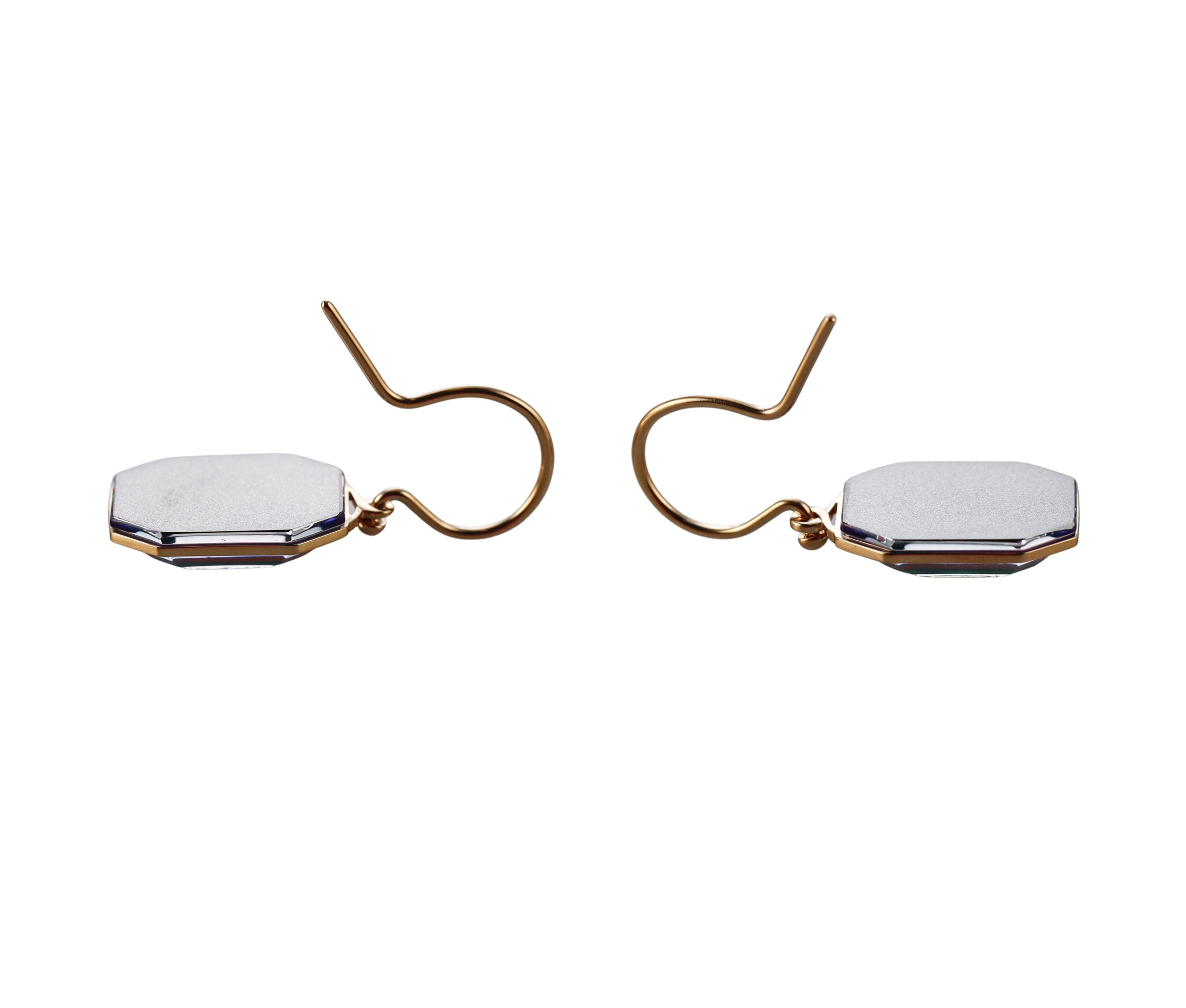 Baccarat Harcourt 18k Gold Vermeil Sterling Silver Greenish Blue Crystal Earrings 2814682