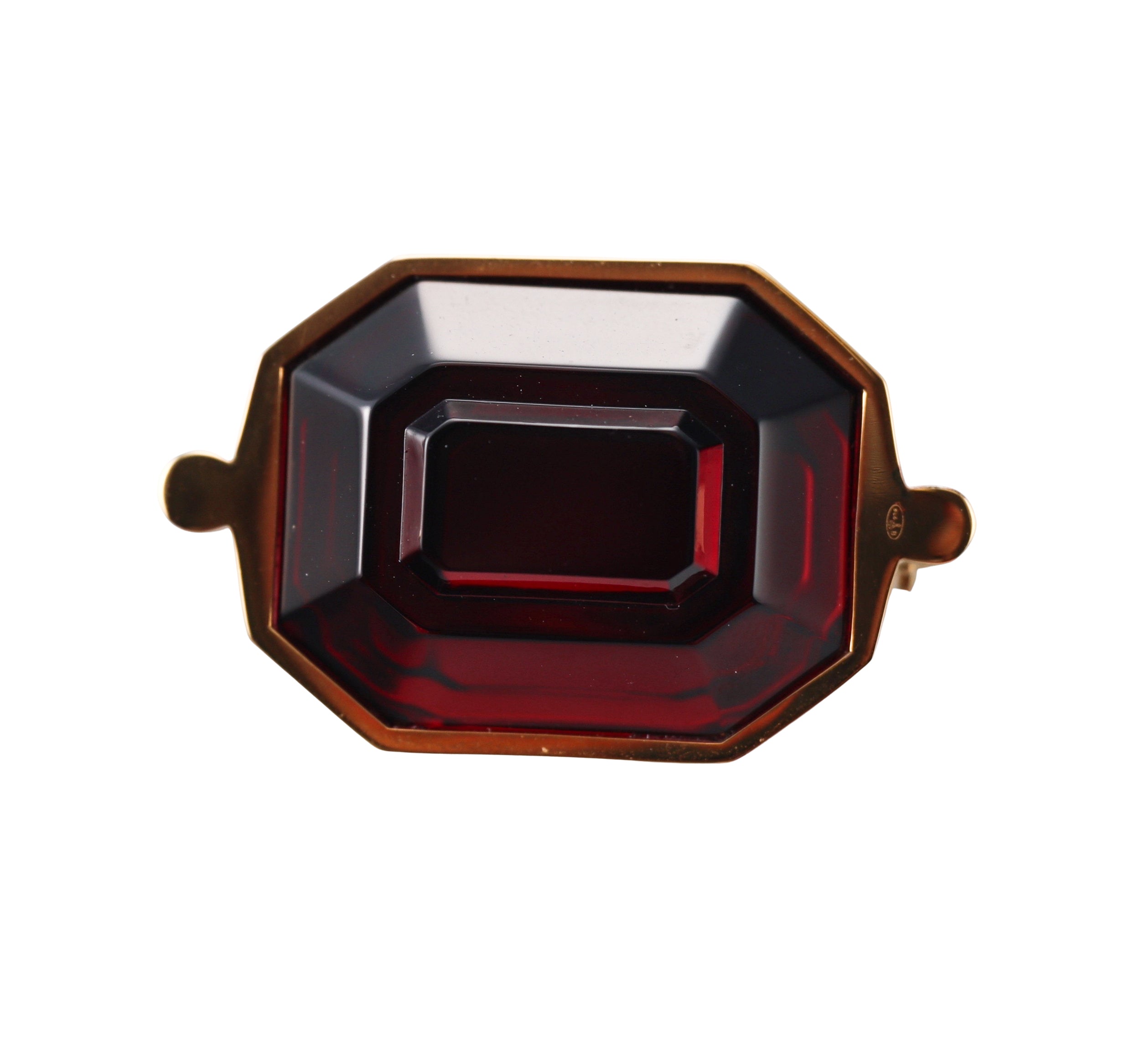 Baccarat Crystal Harcourt 18k Gold Vermeil Sterling Red Brooch 2814697