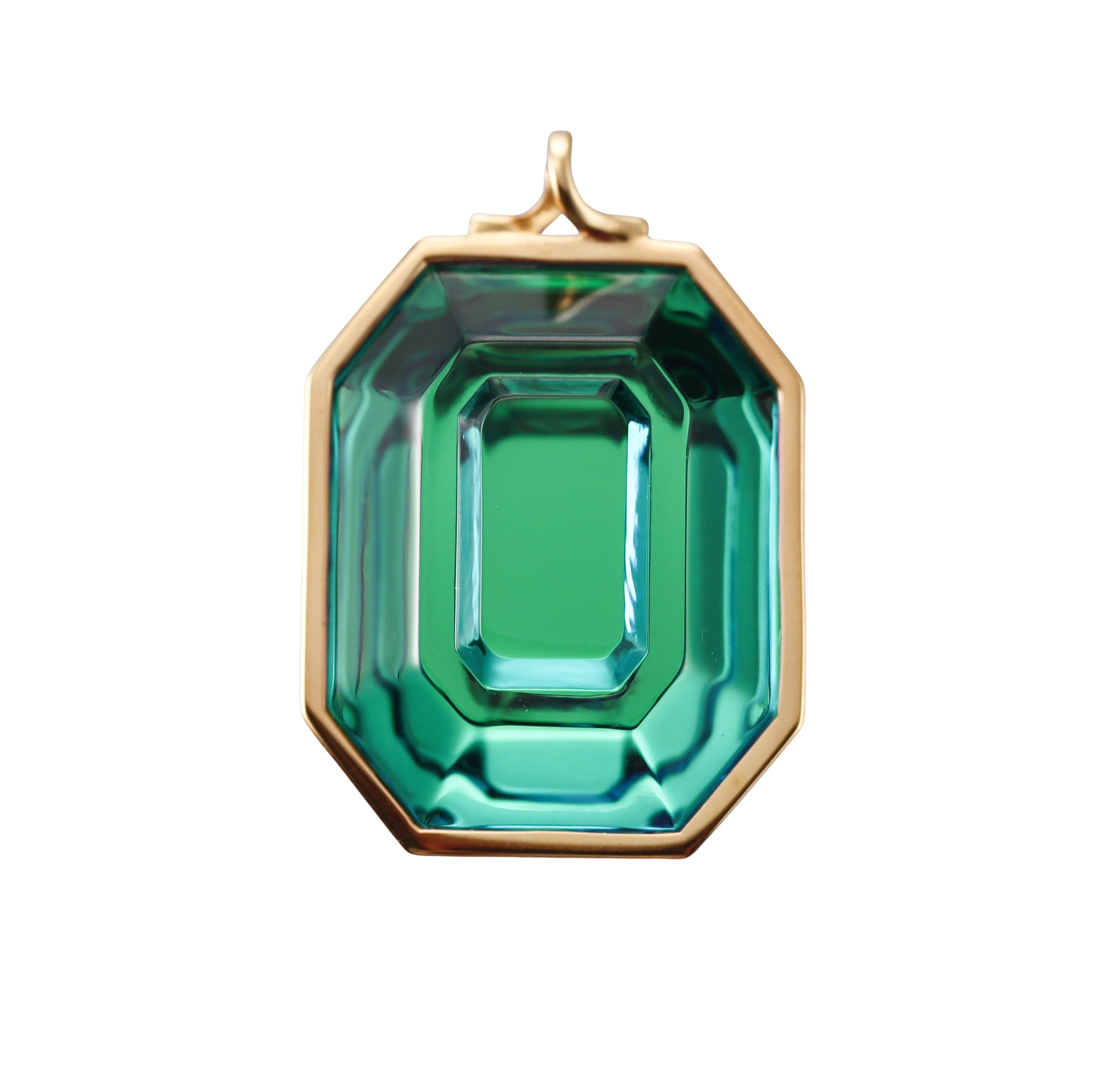 Baccarat Crystal Harcourt 18k Gold Vermeil Sterling Greenish Blue Pendant 2814674