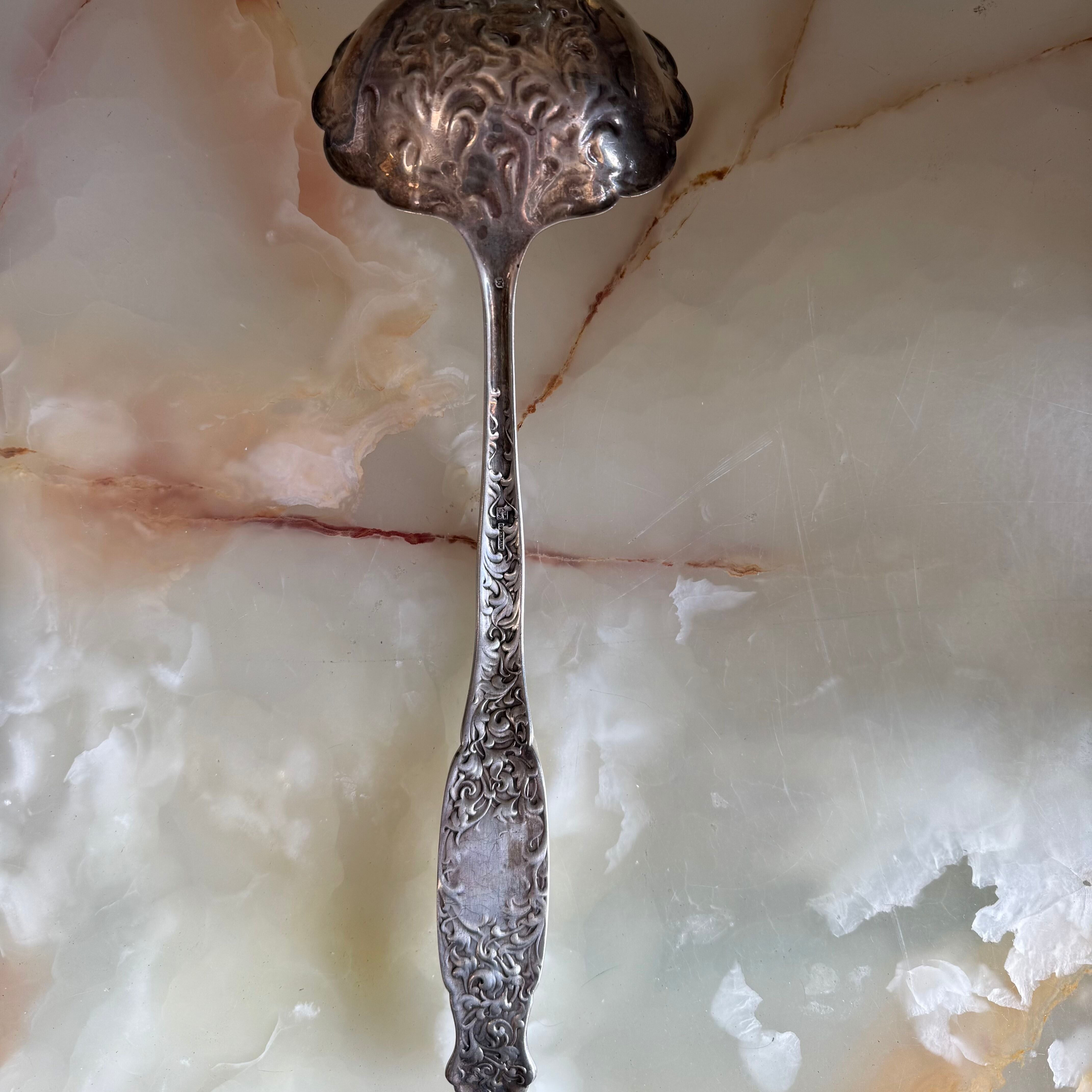 Whiting Heraldic Sterling Soup Ladle 13 1/8"