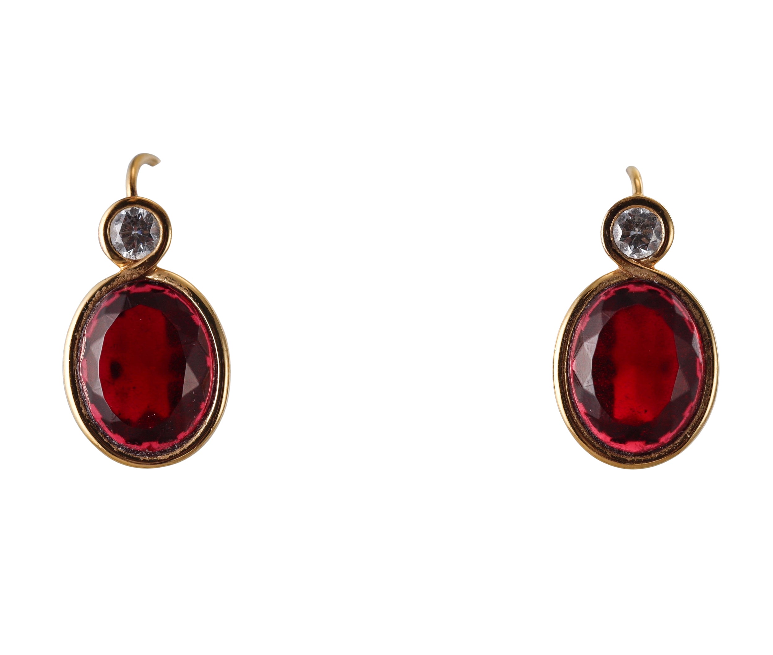 Baccarat Croise 18k Gold Vermeil Sterling Silver Red Crystal Earrings 2812997