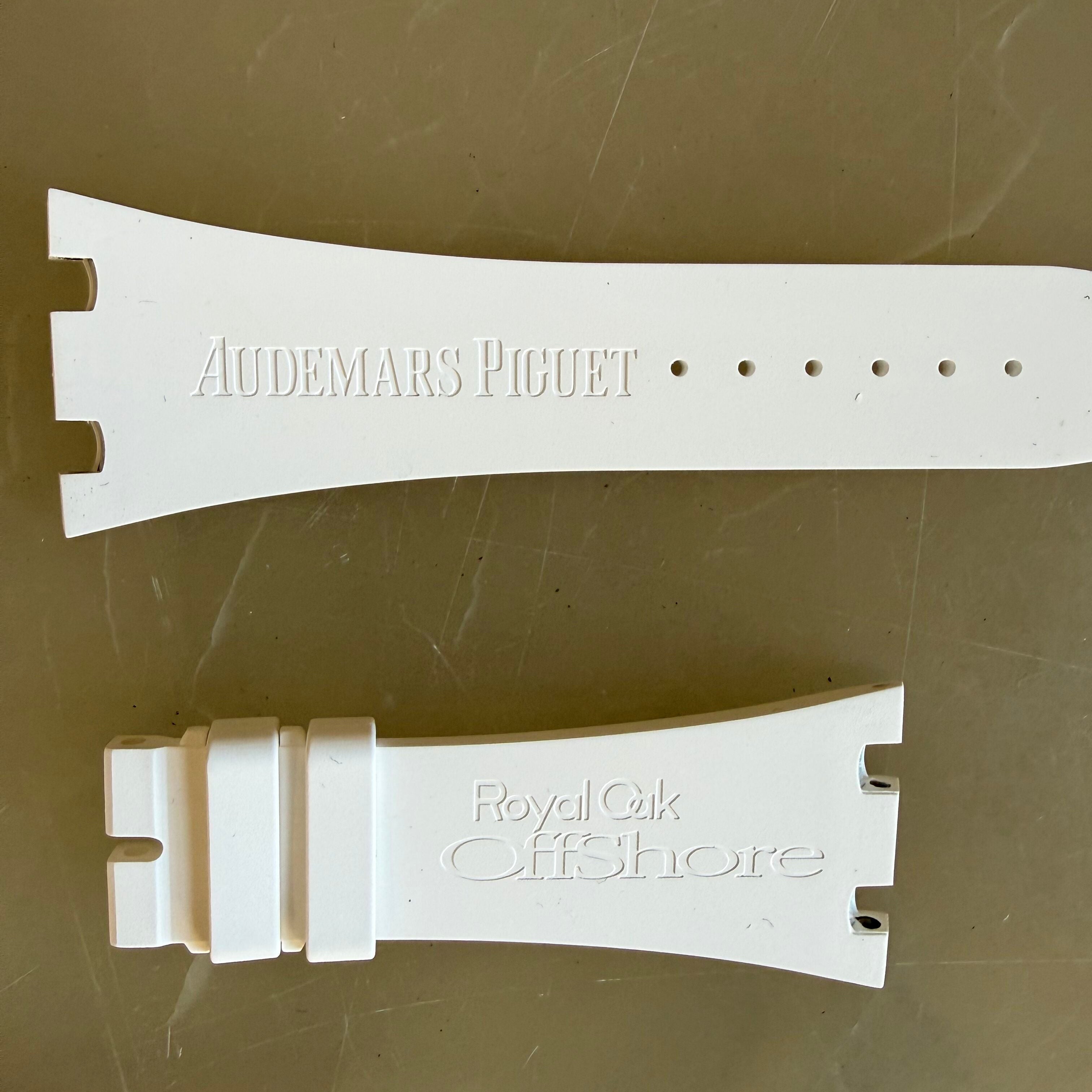 Authentic Audemars Piguet Royal Oak Offshore White Rubber Watch Band Strap 29mm