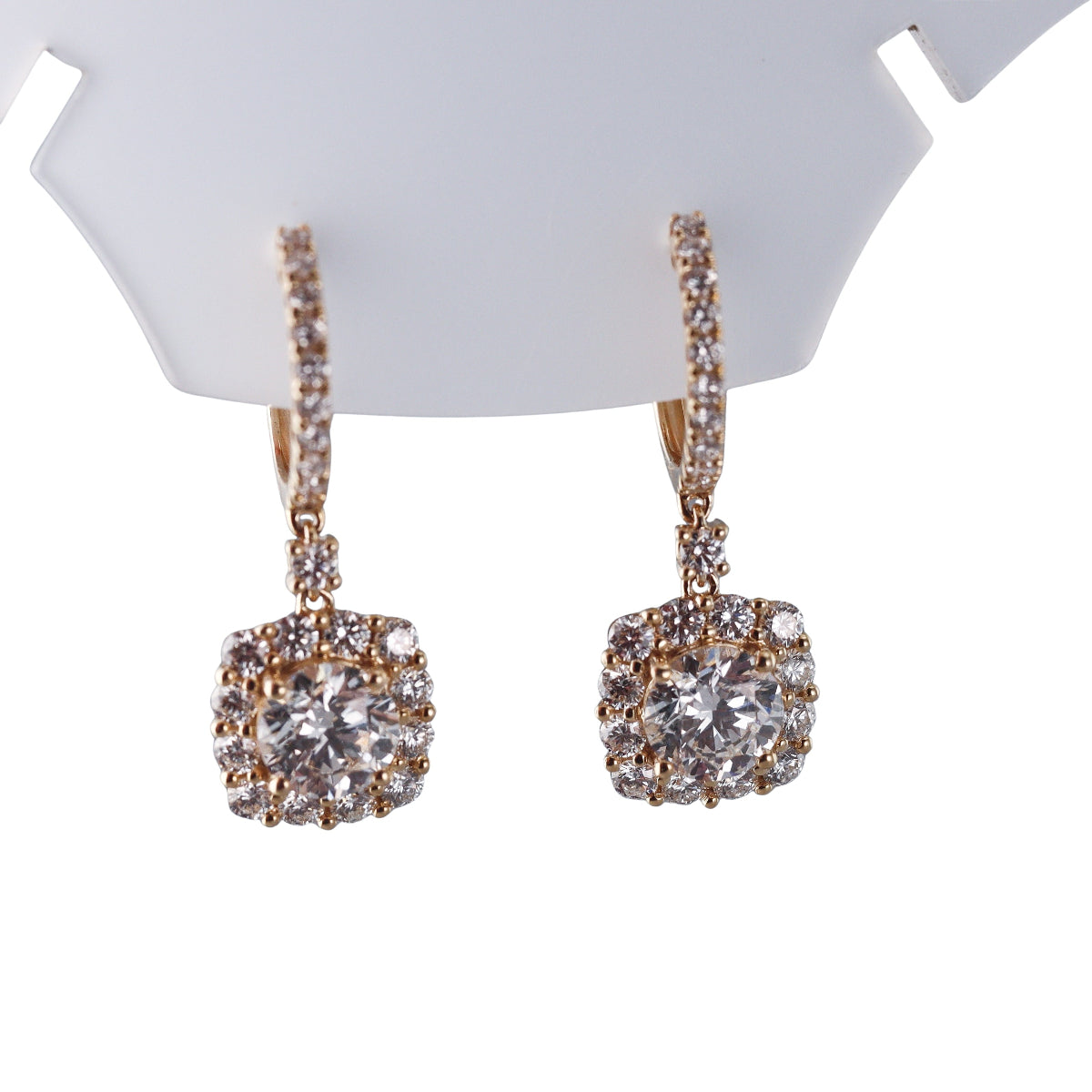 14k Solid Gold Lab Grown 3.55ctw Diamond Drop Earrings