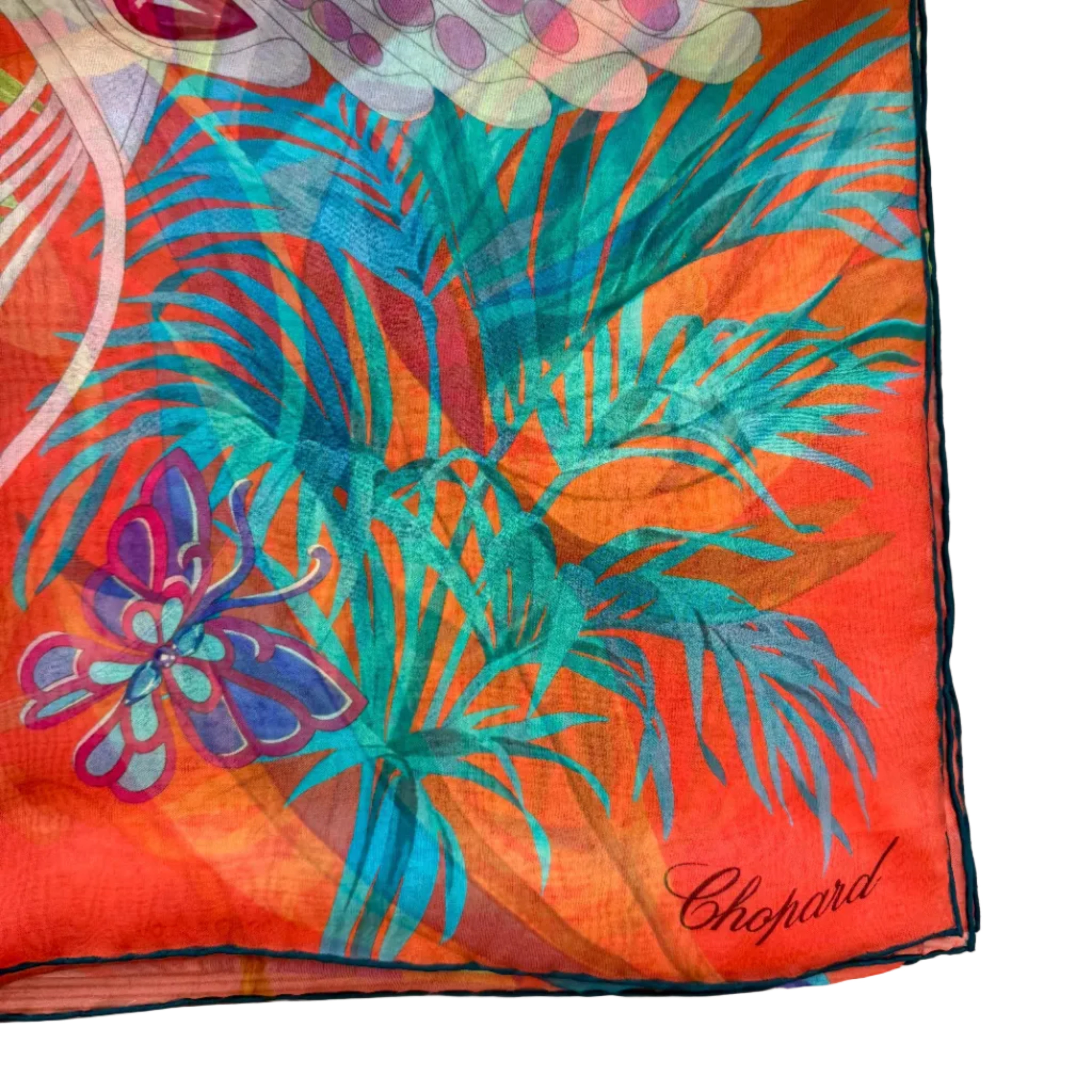 Chopard Animal World Orange Organic Silk Chiffon Womens Stole/Scarf 95005-0472