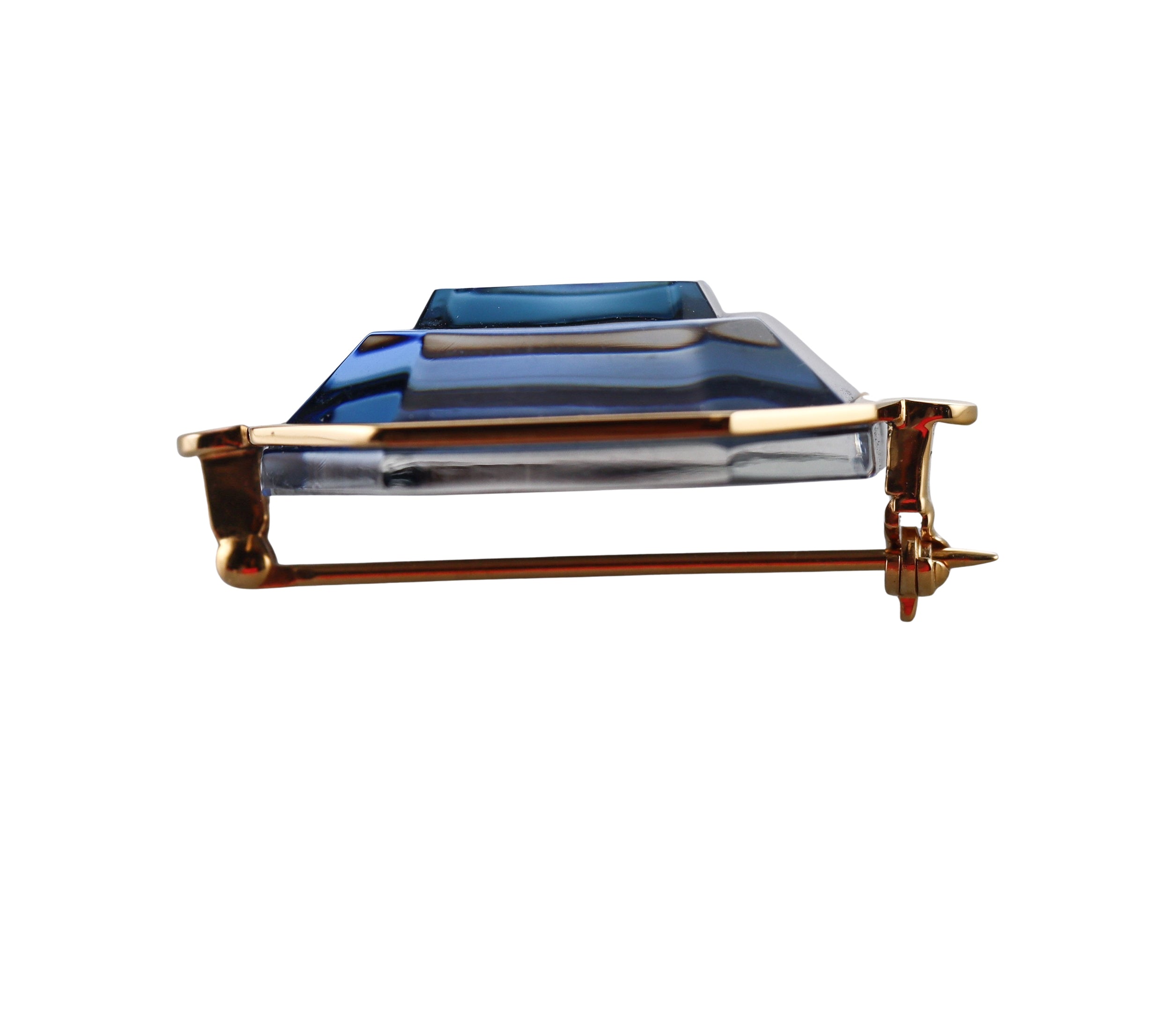 Baccarat Crystal Harcourt 18k Gold Vermeil Sterling Blue Brooch 2814701