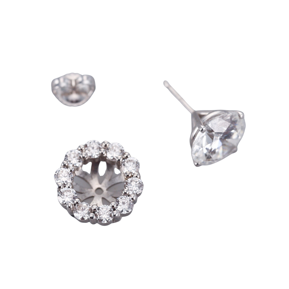 14k Solid Gold Lab Grown 12.46ctw Diamond Stud Earrings and Jackets