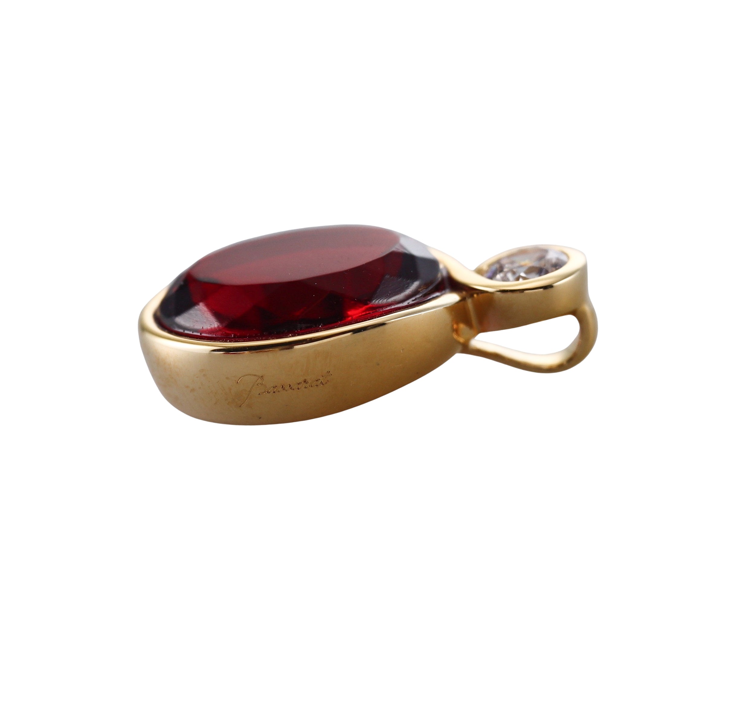 Baccarat Crystal Croise 18k Gold Vermeil Sterling Red Pendant 2812989