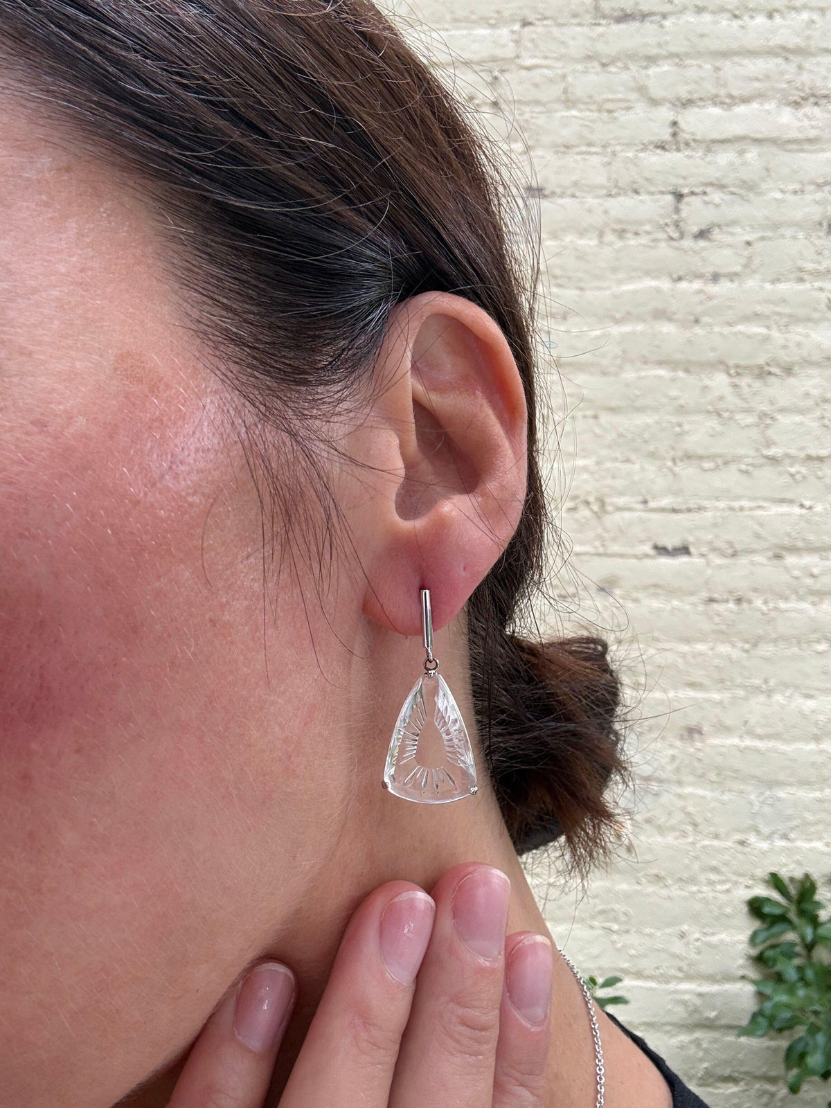 Lalique Ice Light Clear Crystal Sterling Silver Earrings 10045300