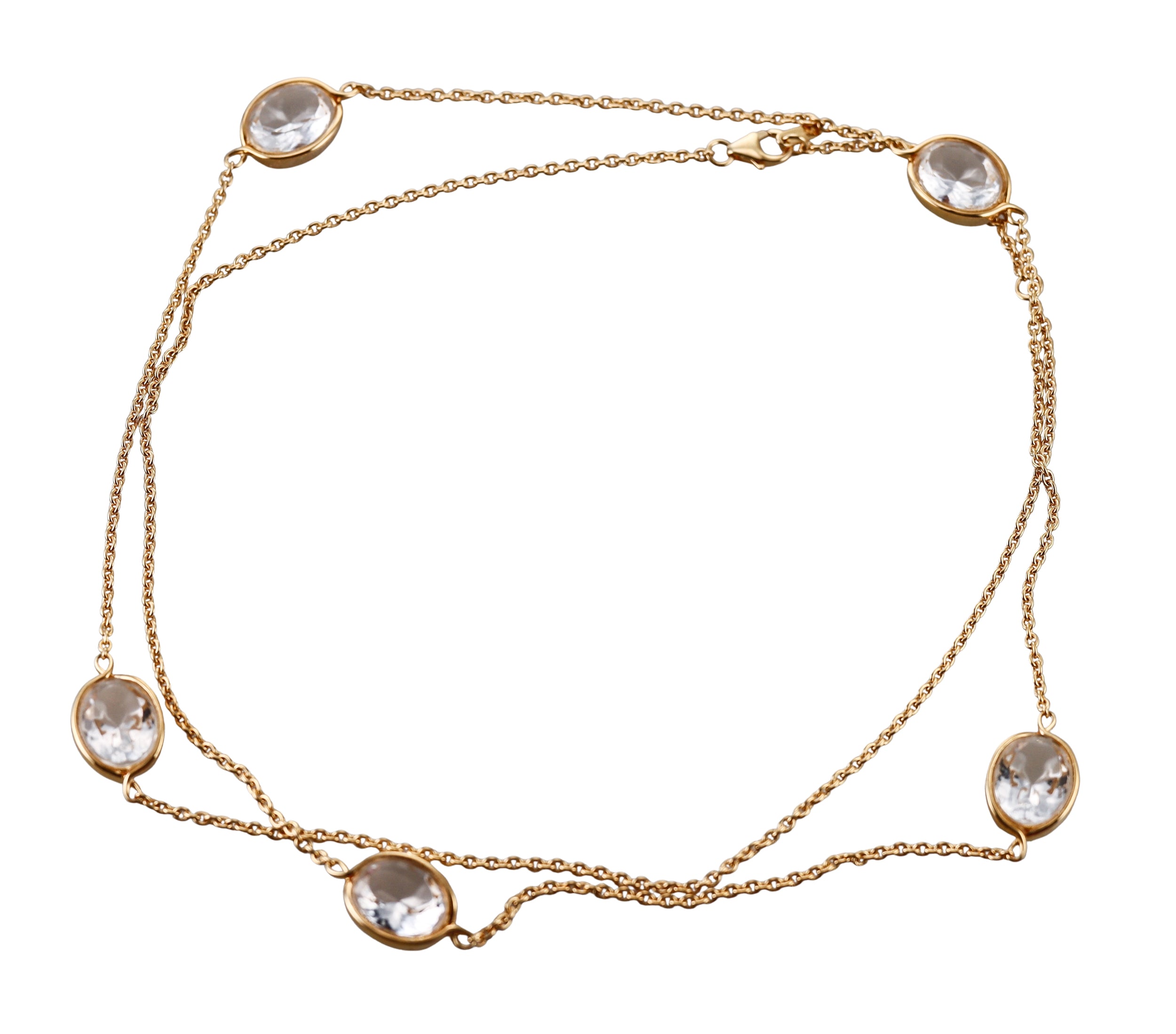Baccarat Silver 18k Gold Plated Vermeil Clear Crystal Croise Long Necklace 2812994