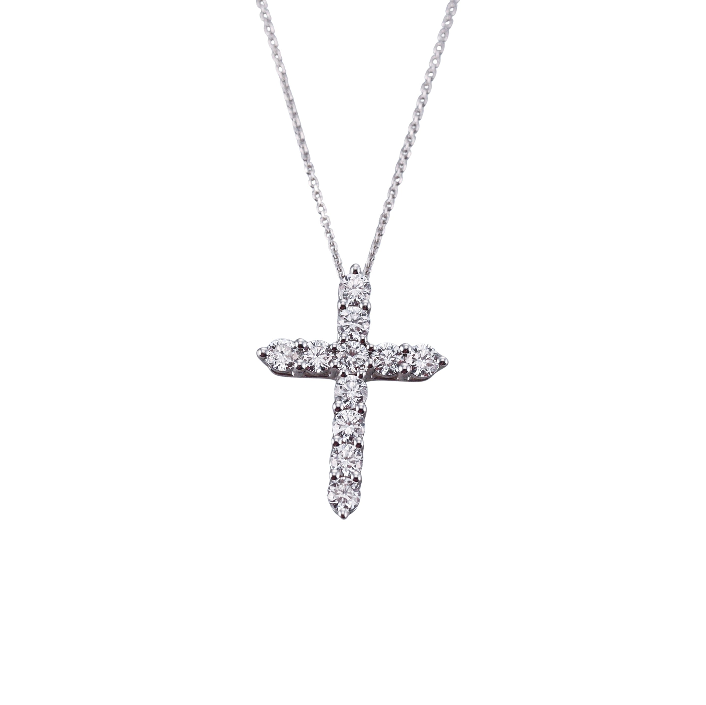 14k Solid Gold Lab Grown 0.65ctw Cross Pendant Necklace