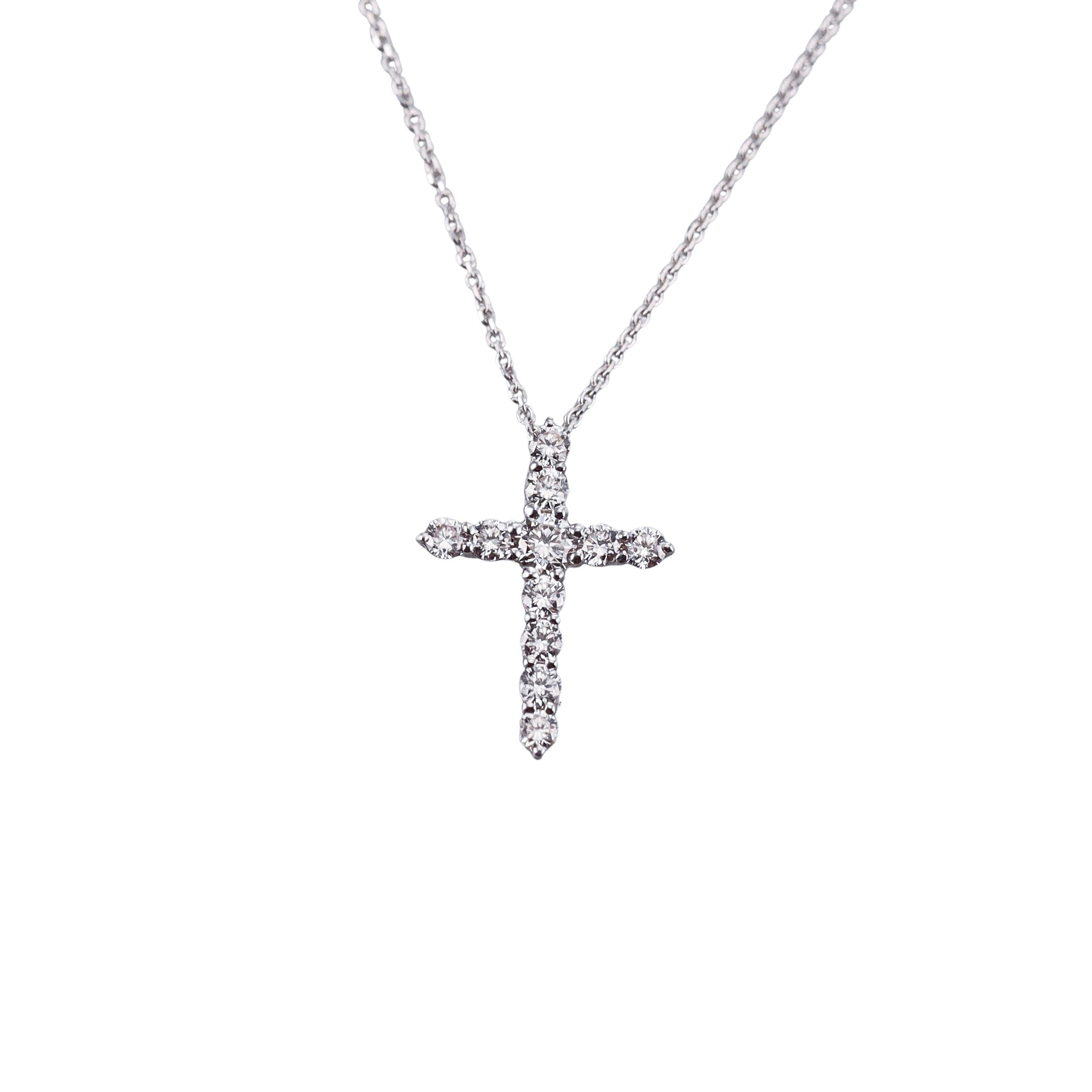 14k Solid Gold Lab Grown 0.30ctw Cross Pendant Necklace
