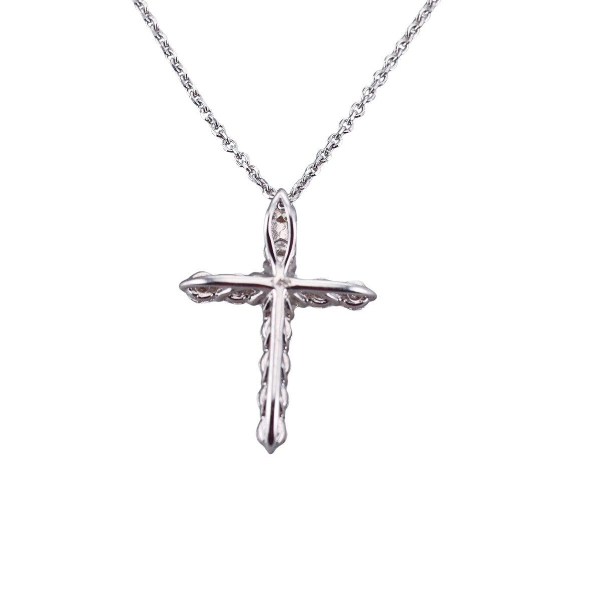 14k Solid Gold Lab Grown 0.30ctw Cross Pendant Necklace